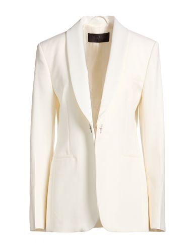 Woman Blazer Off white Size 10 Virgin Wool, Polyester