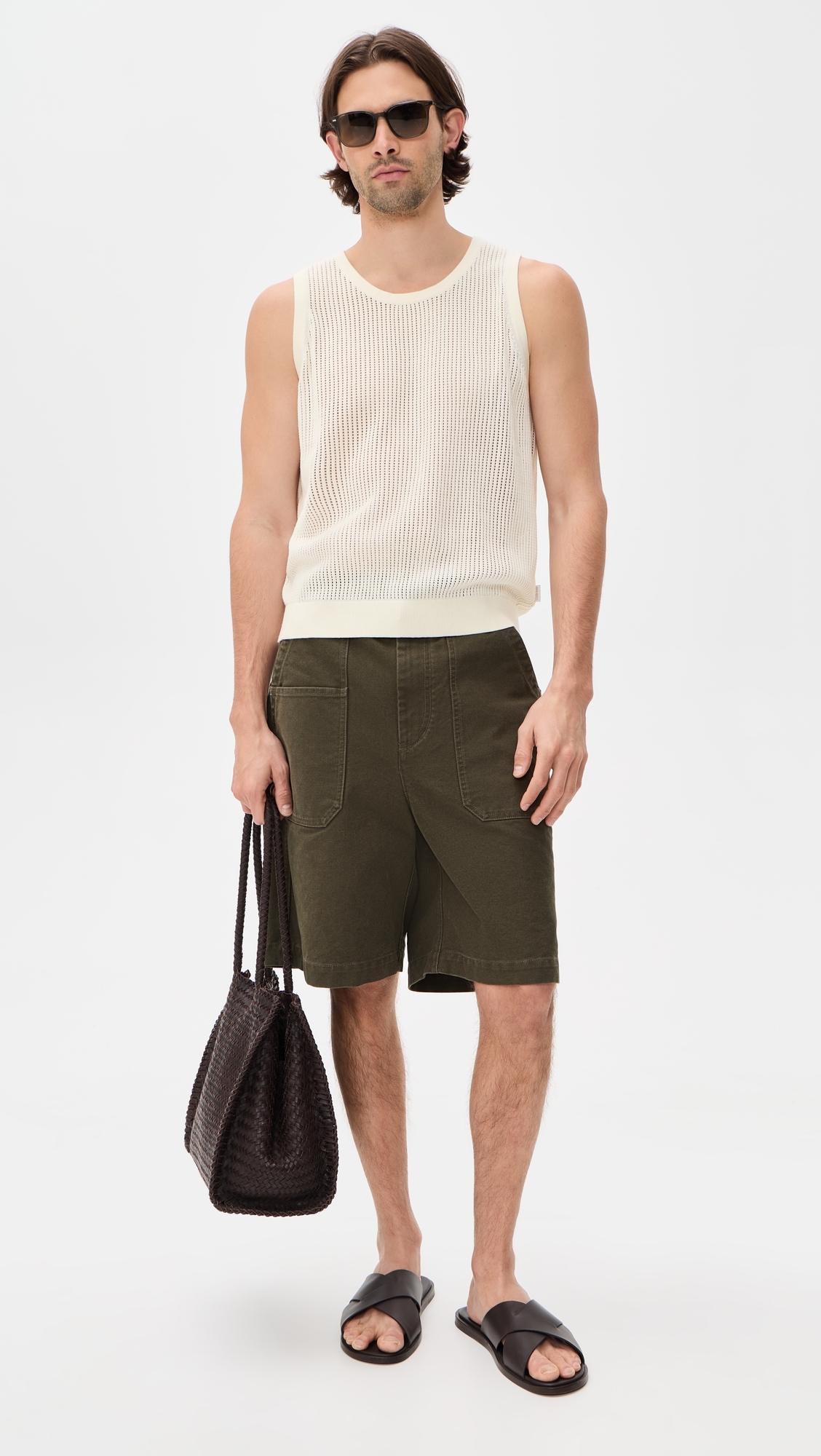 Knit Mesh Tank Top Sea Salt