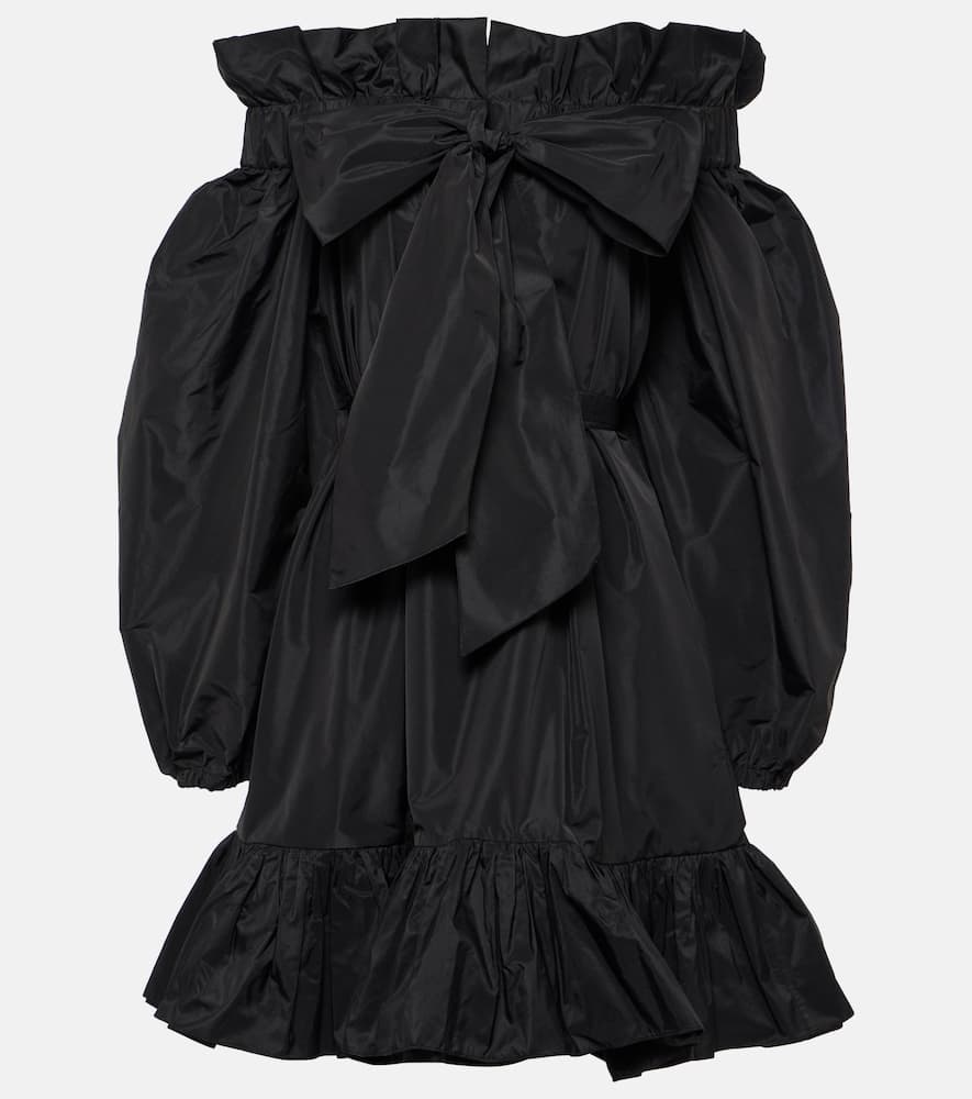 Bow-detail ruffled faille minidress