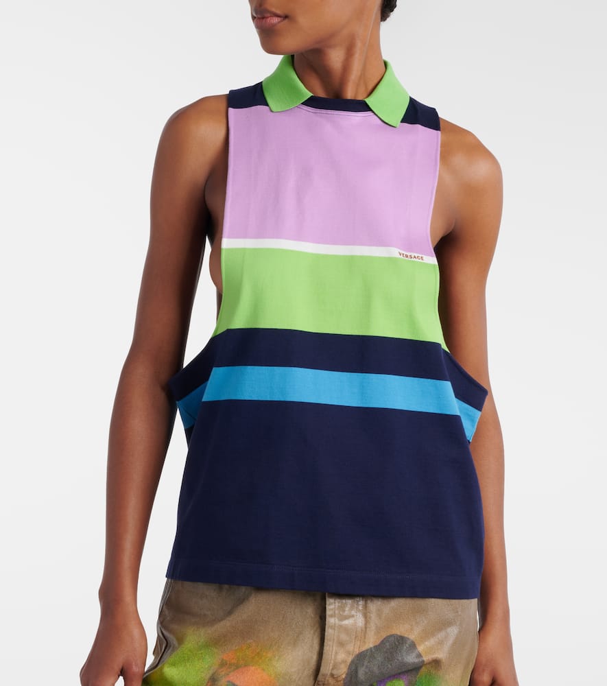 Striped cotton jersey tank top