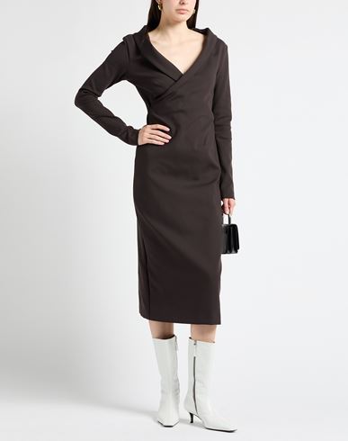 Woman Midi dress Dark brown Size 6 Polyamide, Elastane