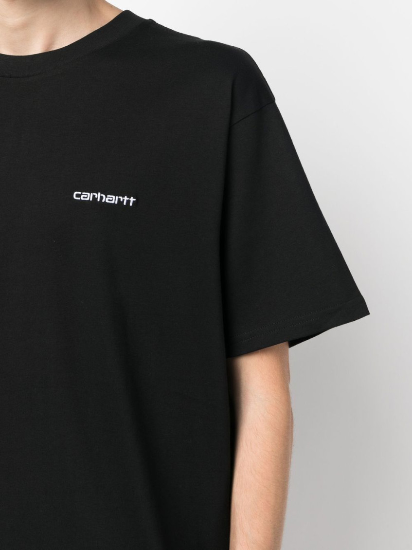 -T-shirt in cotone con logo ricamato-Uomo