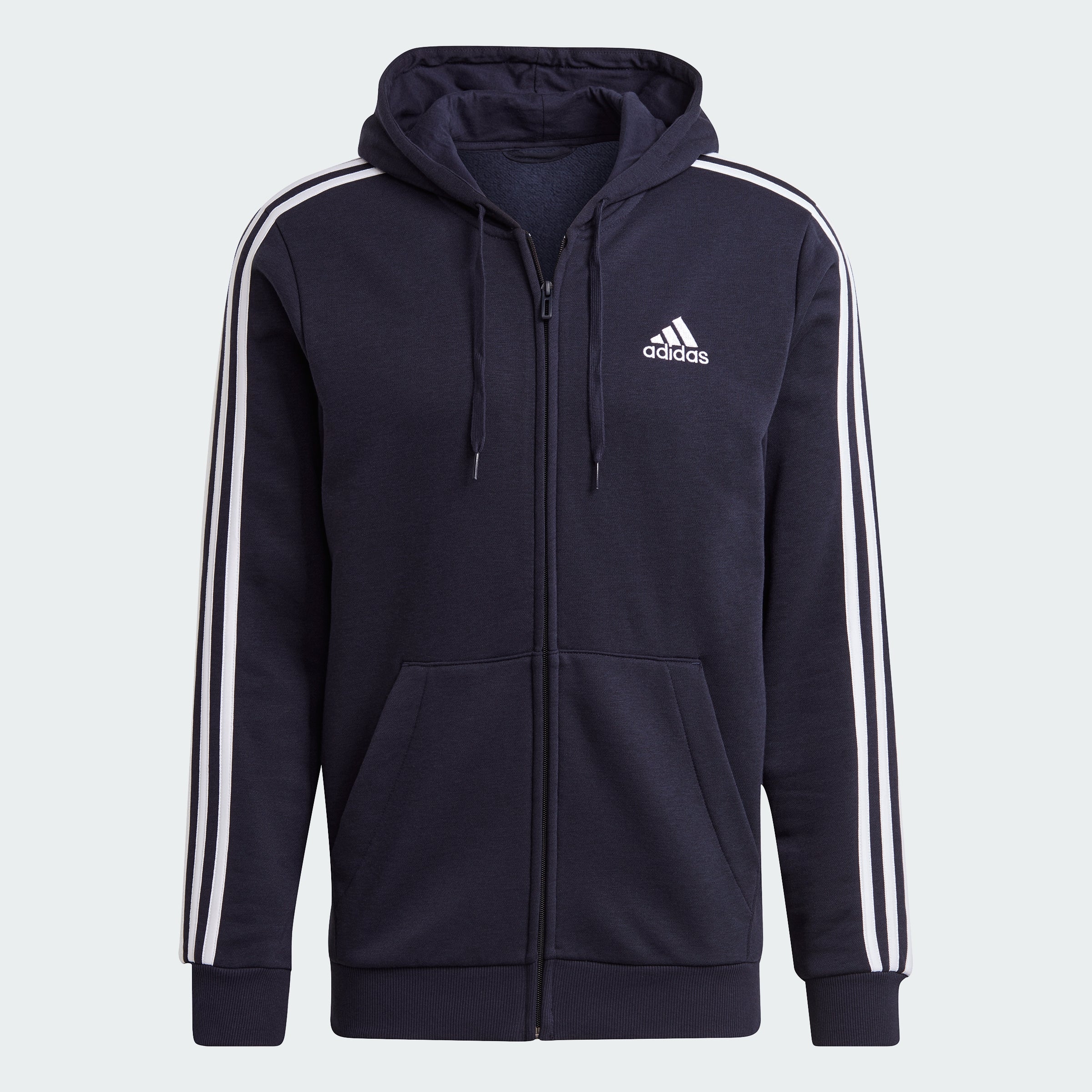 Men's Essentials Fleece 3-Stripes Full-Zip Hoodie