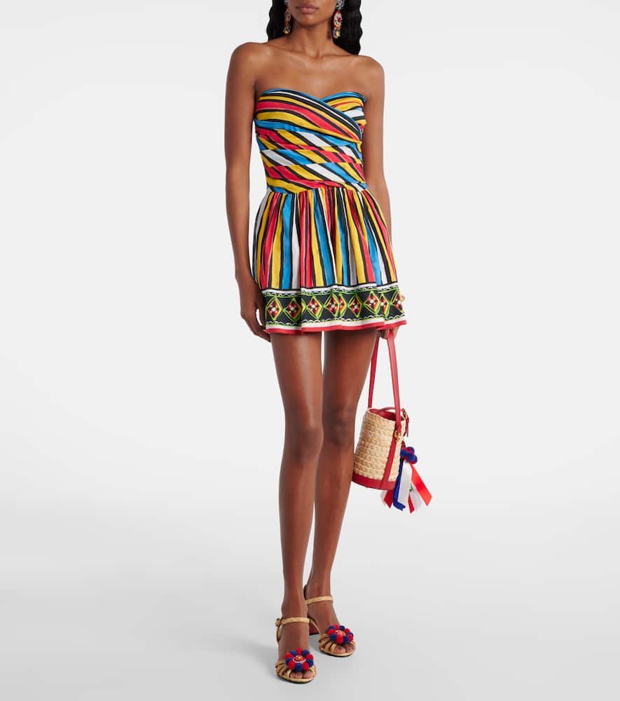 Ruched striped minidress