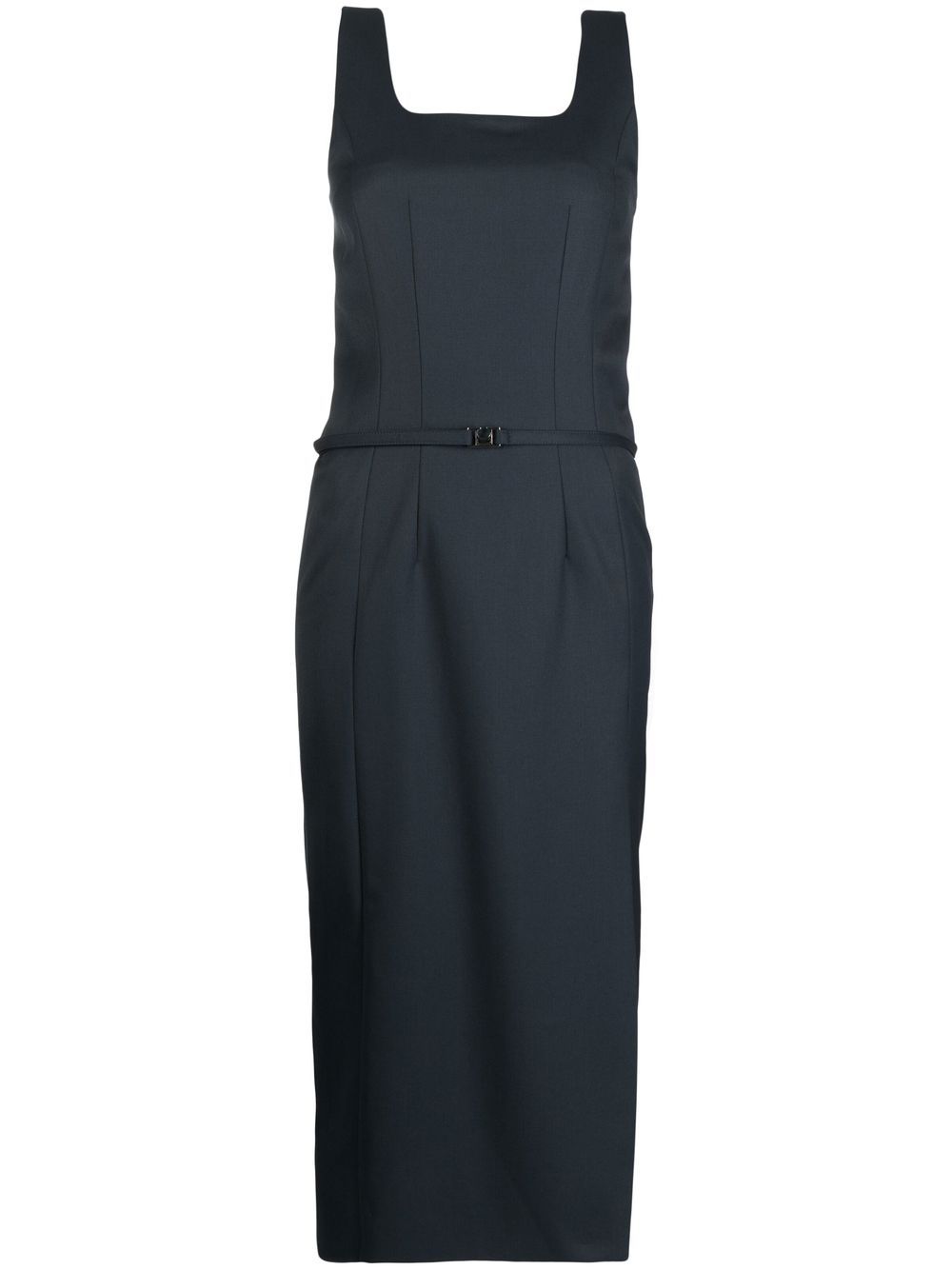 Side-slit belted dress - Blue