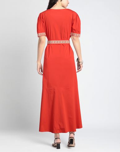 Purotatto Woman Maxi dress Tomato red Size 10 Cotton, Polyamide, Elastane