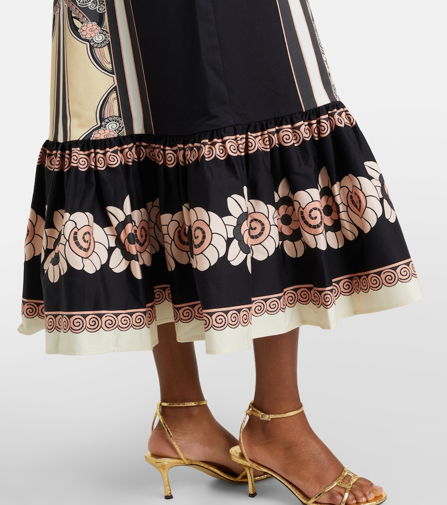 Gingerbread printed cotton-blend midi dress