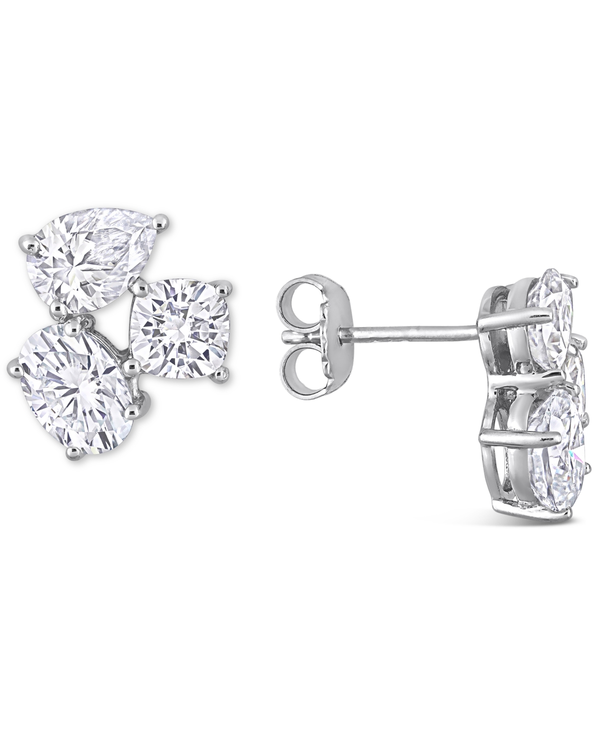 Lab-Created Moissanite Multi-Shape Cluster Stud Earrings (4-4/5 ct. t.w.) in Sterling Silver - Moissanite