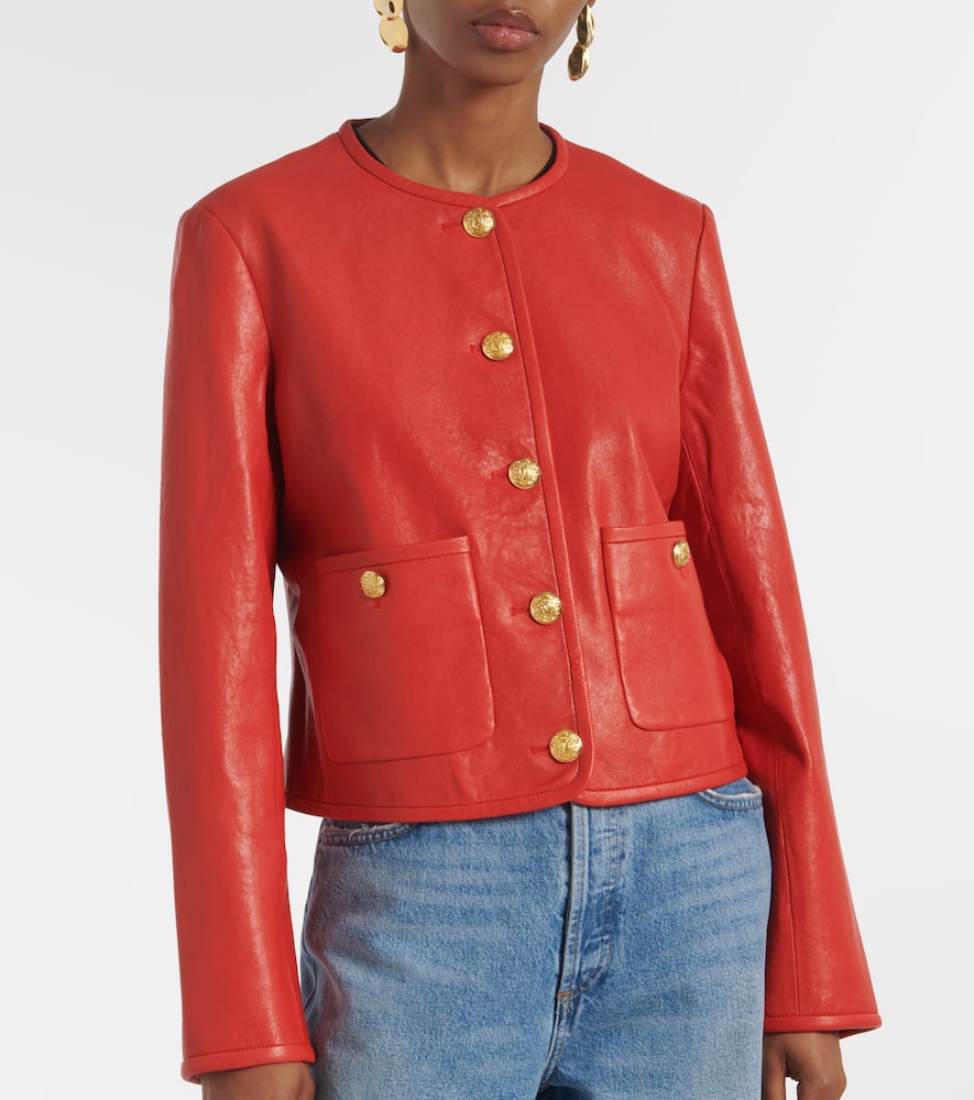 Suz leather-trimmed suede jacket