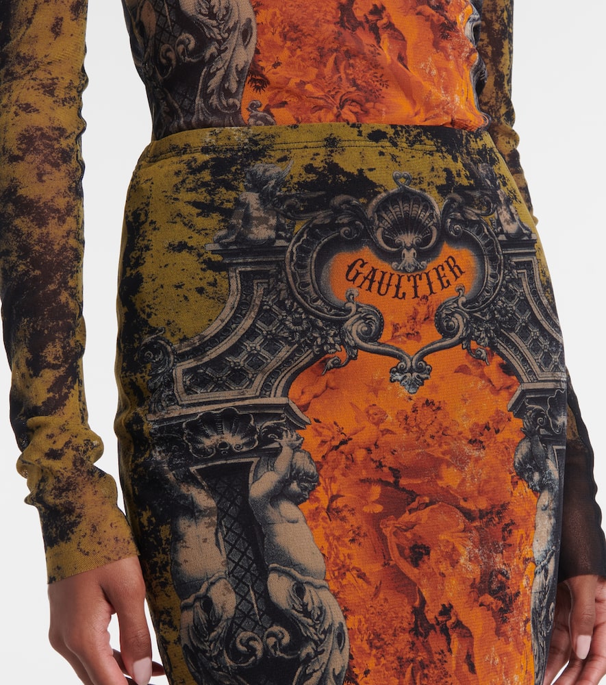 Médaillon printed mesh slim pants