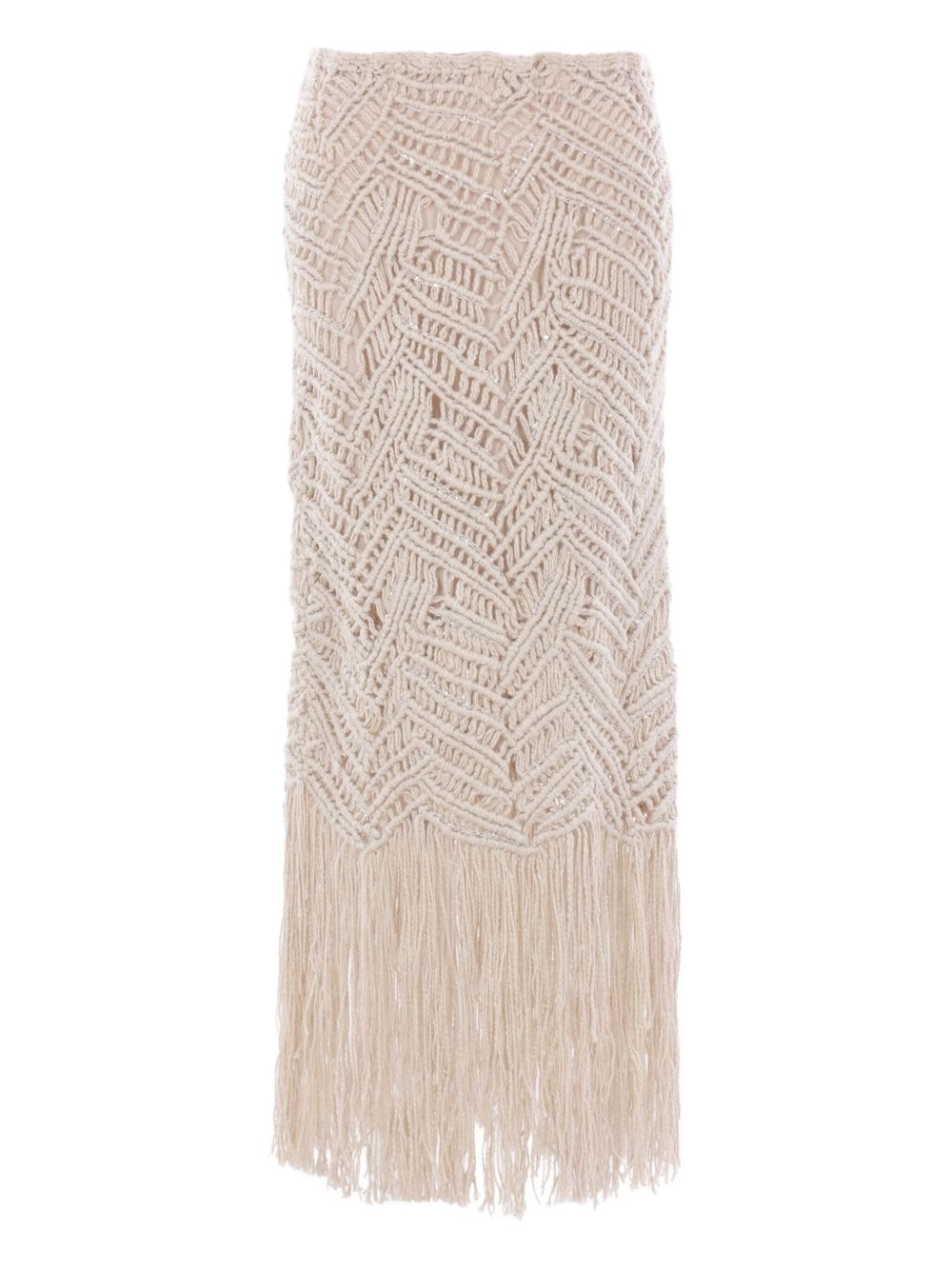 Brunello Cucinelli crochet midi skirt - Neutrals