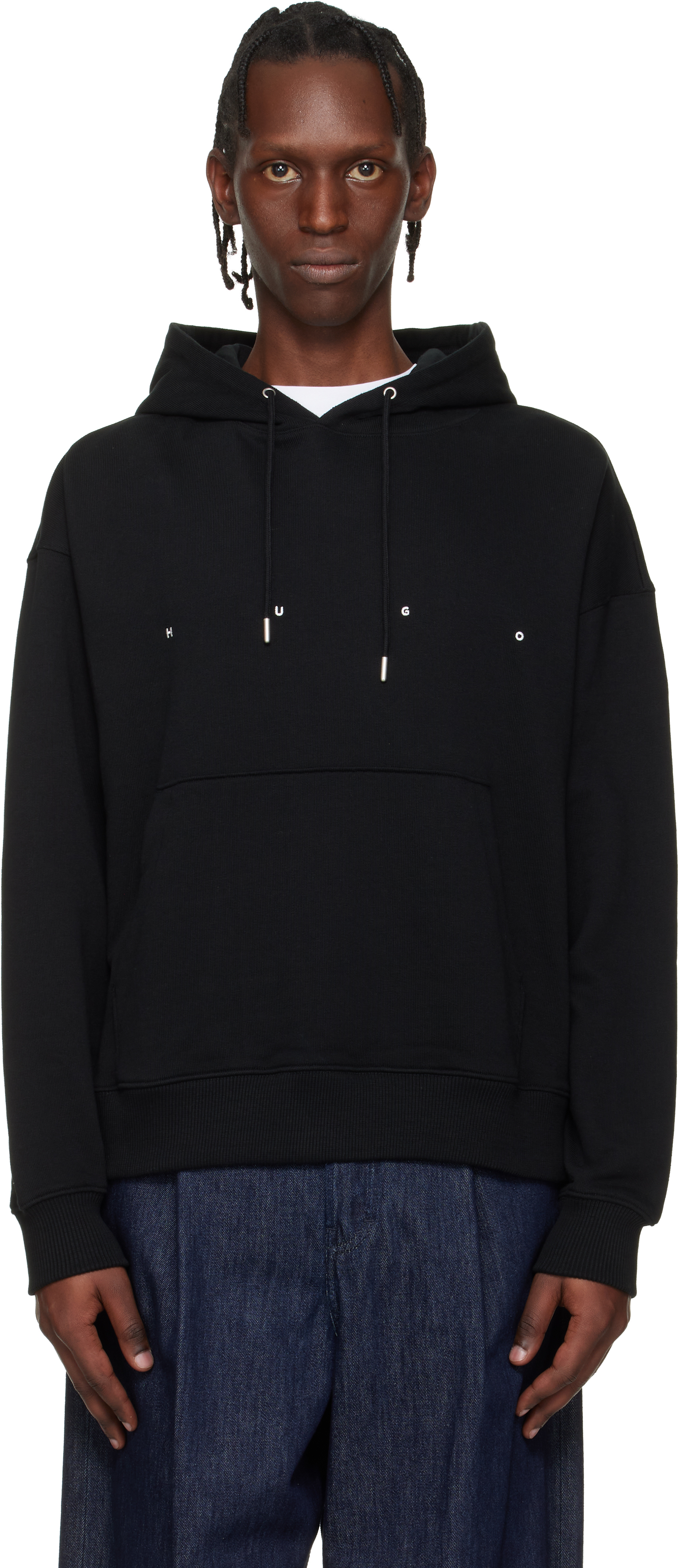 Black Oversized-Fit Graphic Print Hoodie