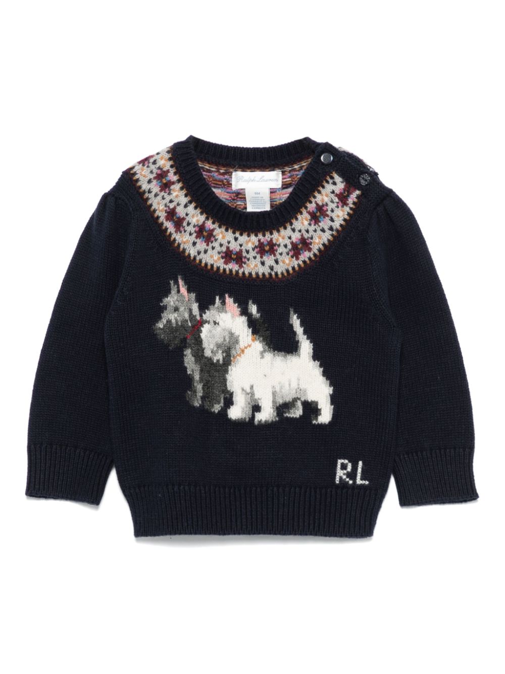 Intarsia-knit sweater - Blue
