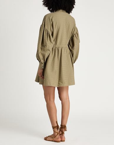 Woman Mini dress Military green Size 4 Cotton, Elastane