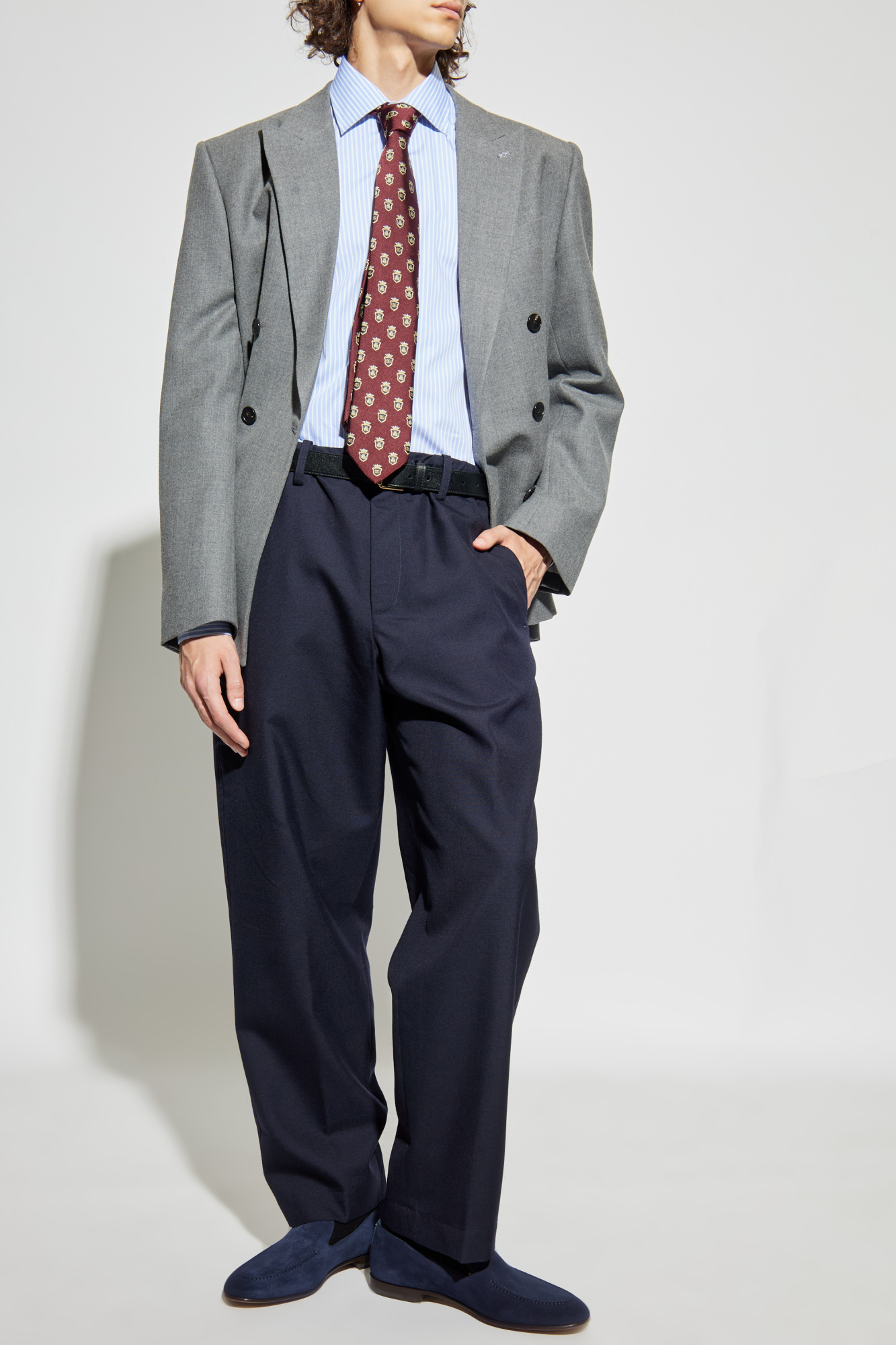 Shirt With A Striped Pattern, Men's, Light Blue