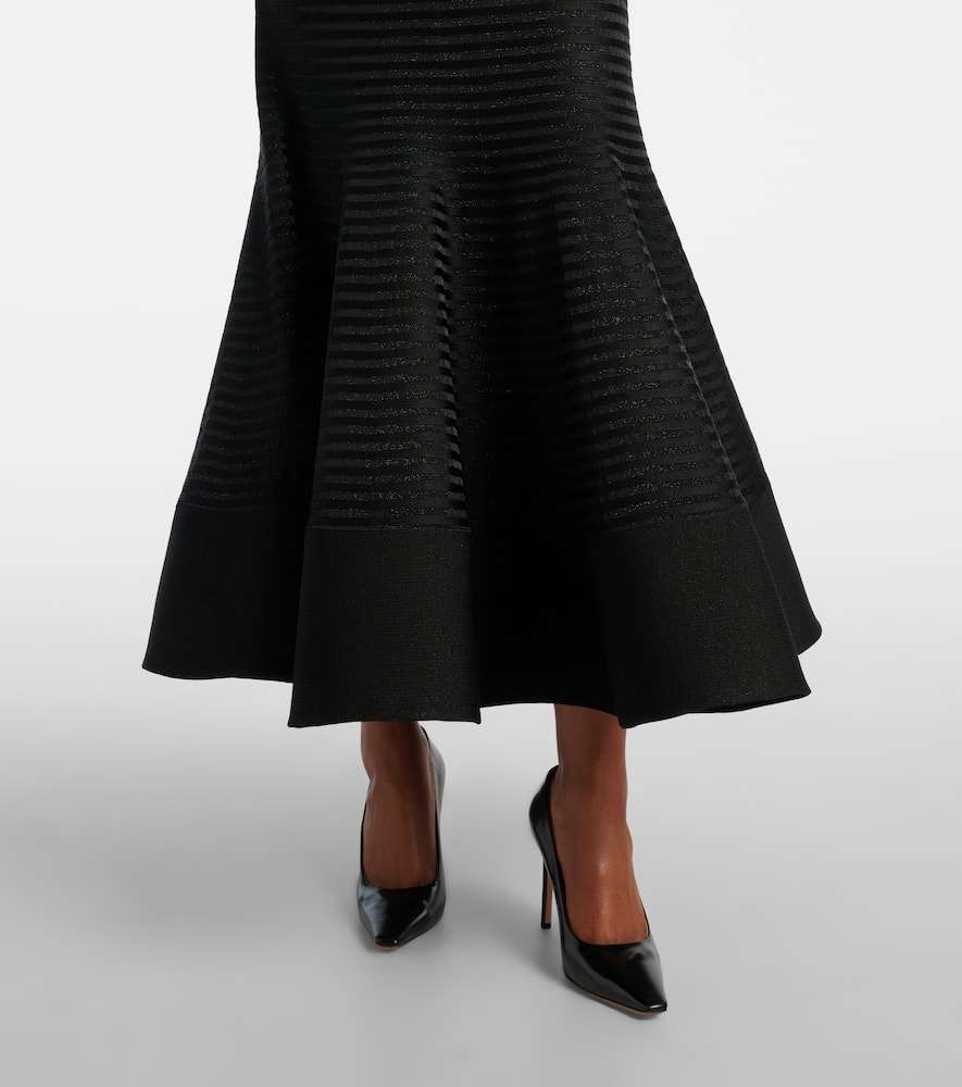 Off-shoulder striped maxi dress