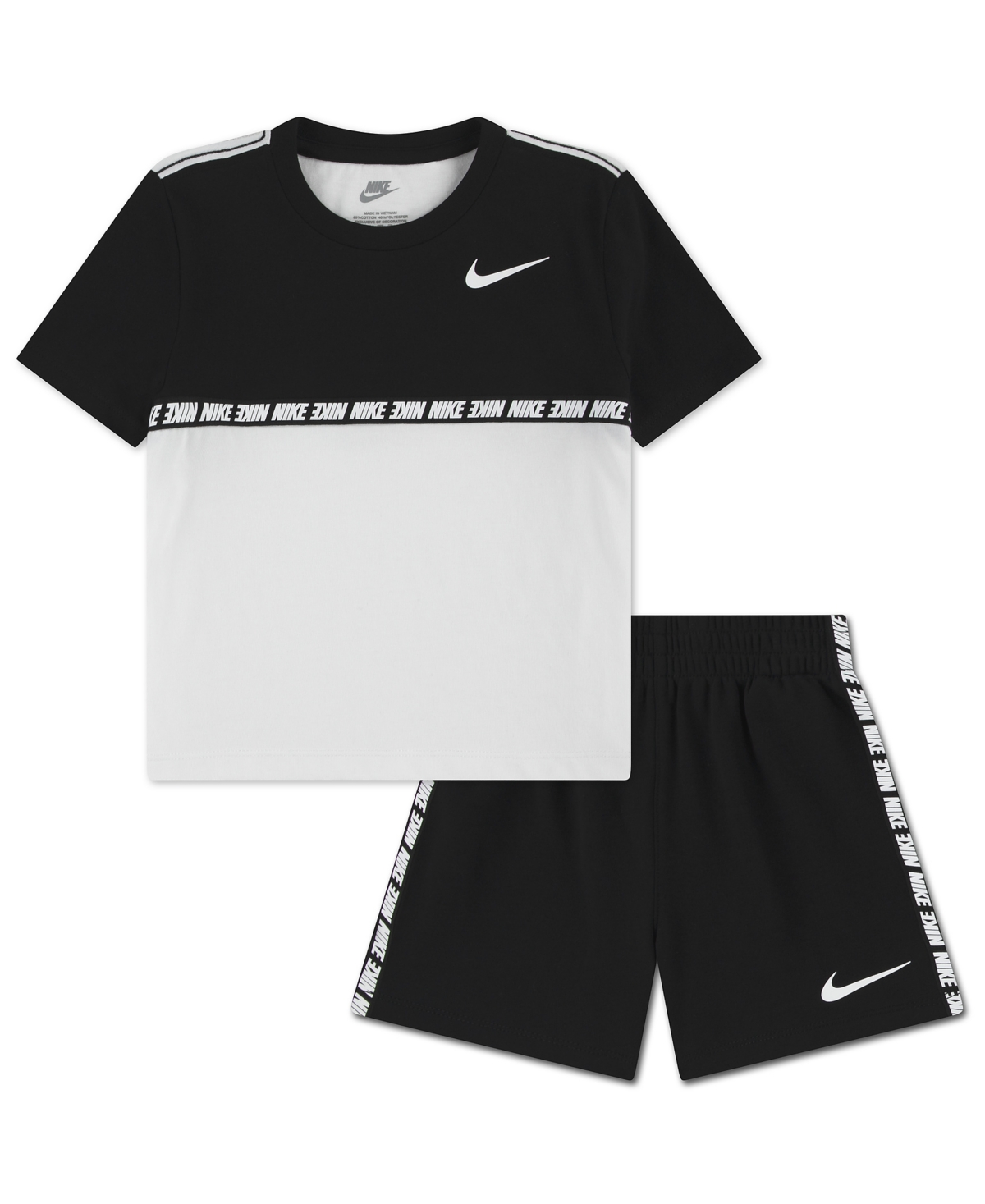 Toddler Boys' 2T-4T Short-Sleeve T-Shirt and Shorts, 2-Piece Set - Black/White