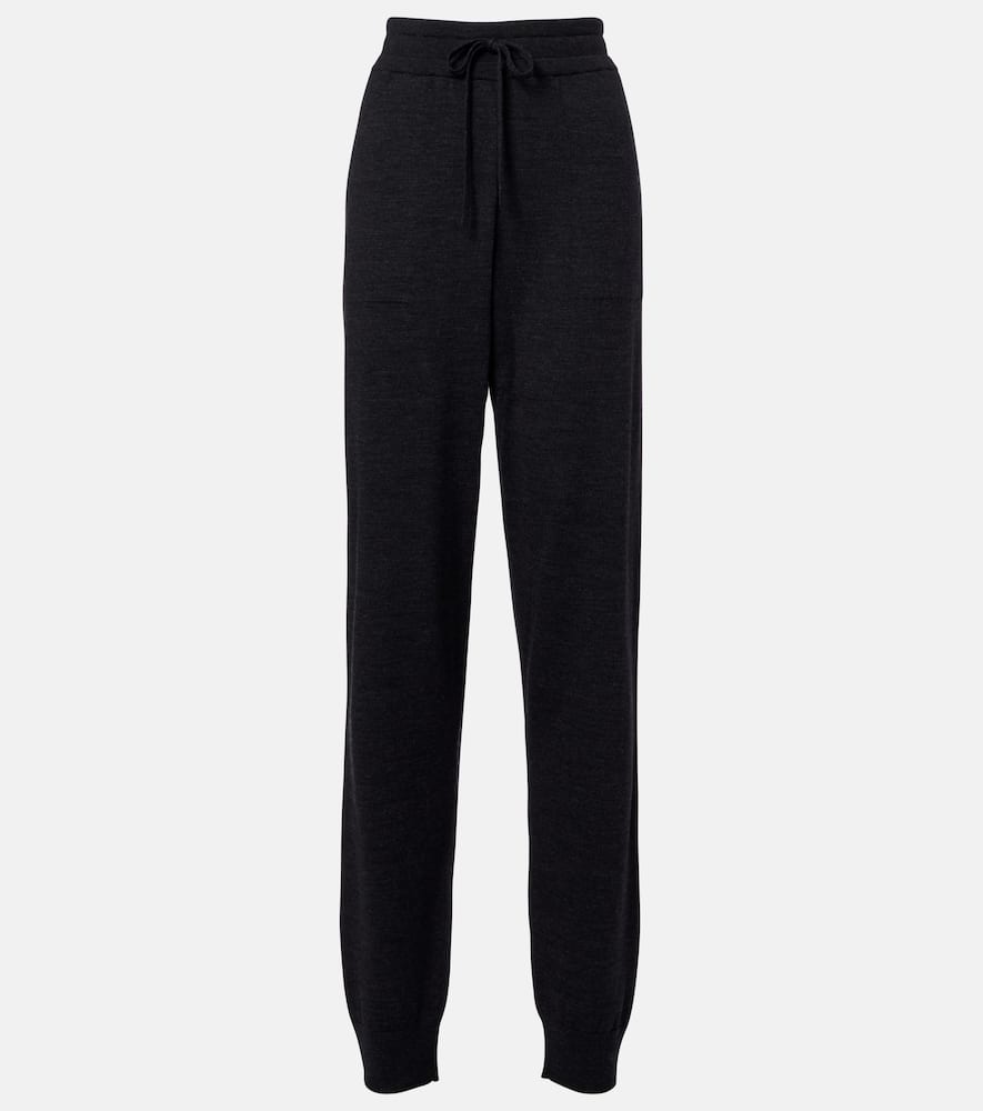 Knitted virgin wool straight-leg pants