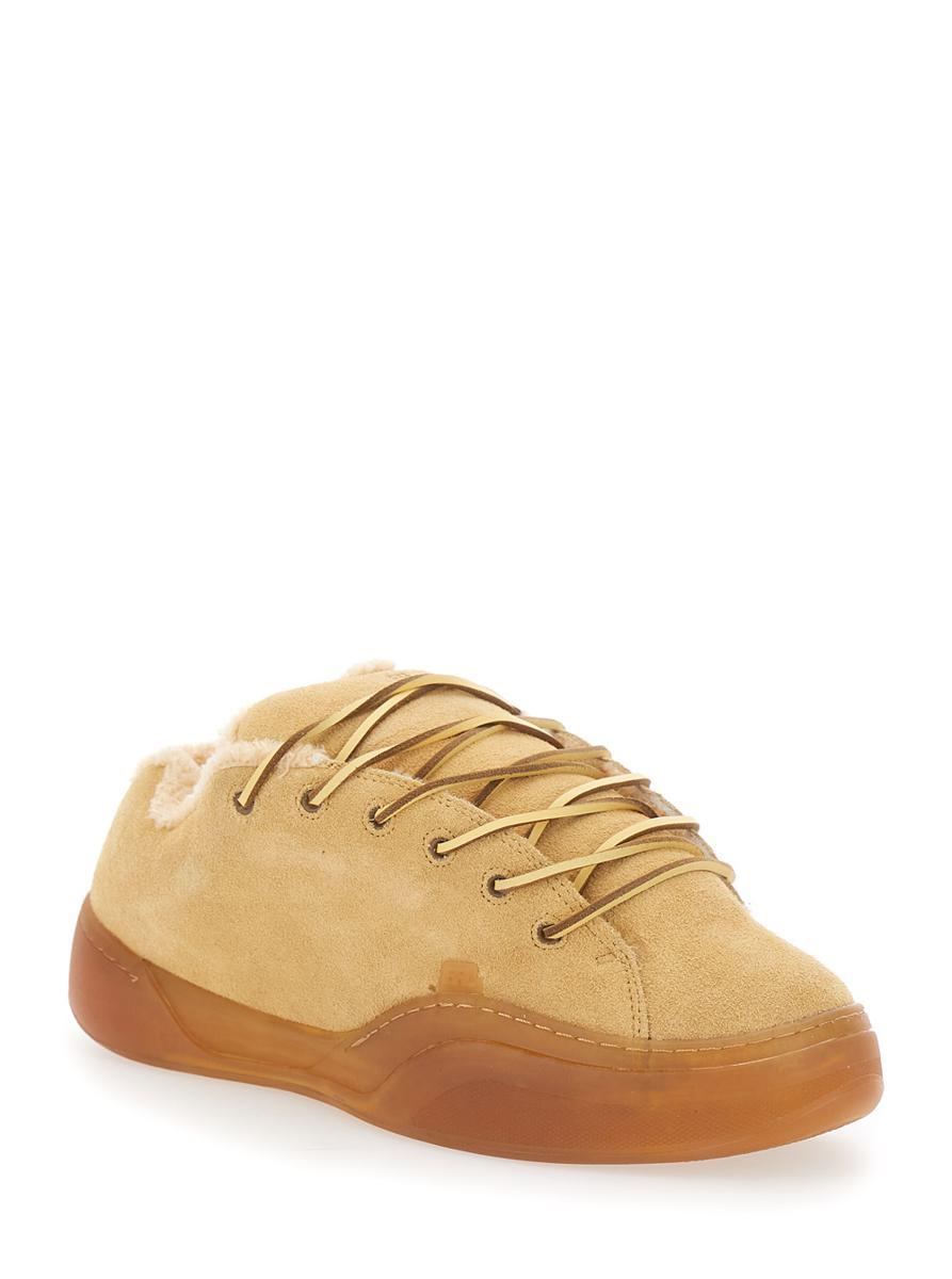 'Vamp Skate' Brown Low Top Sneakers With Contrasting Sole In Suede Man