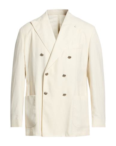 L. b.m. 1911 Man Blazer Cream Size 42 Virgin Wool, Wool, Linen