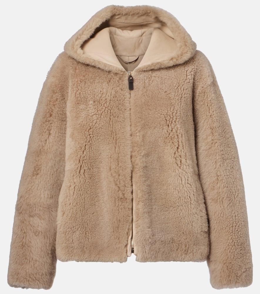 Sole hooded shearling jacket