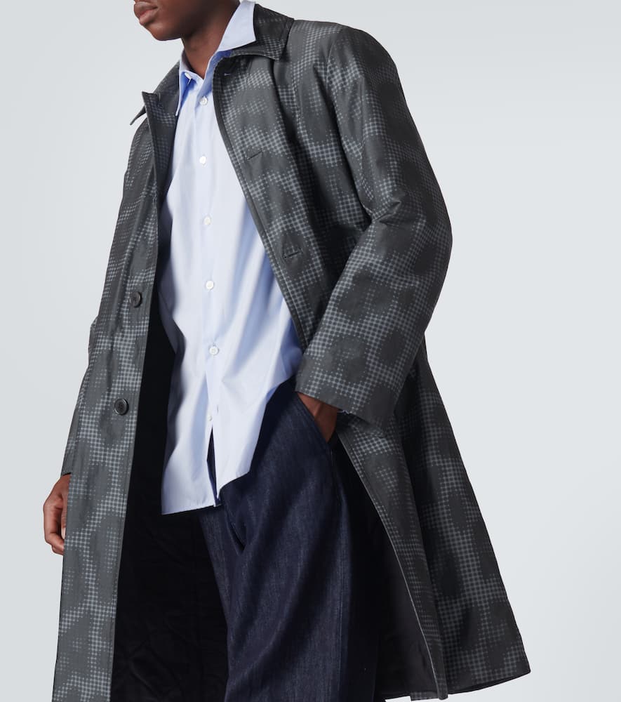Leopard-print checked car coat