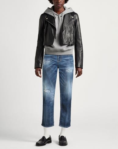 Woman Jeans Blue Size 0 Cotton, Elastane, Calfskin