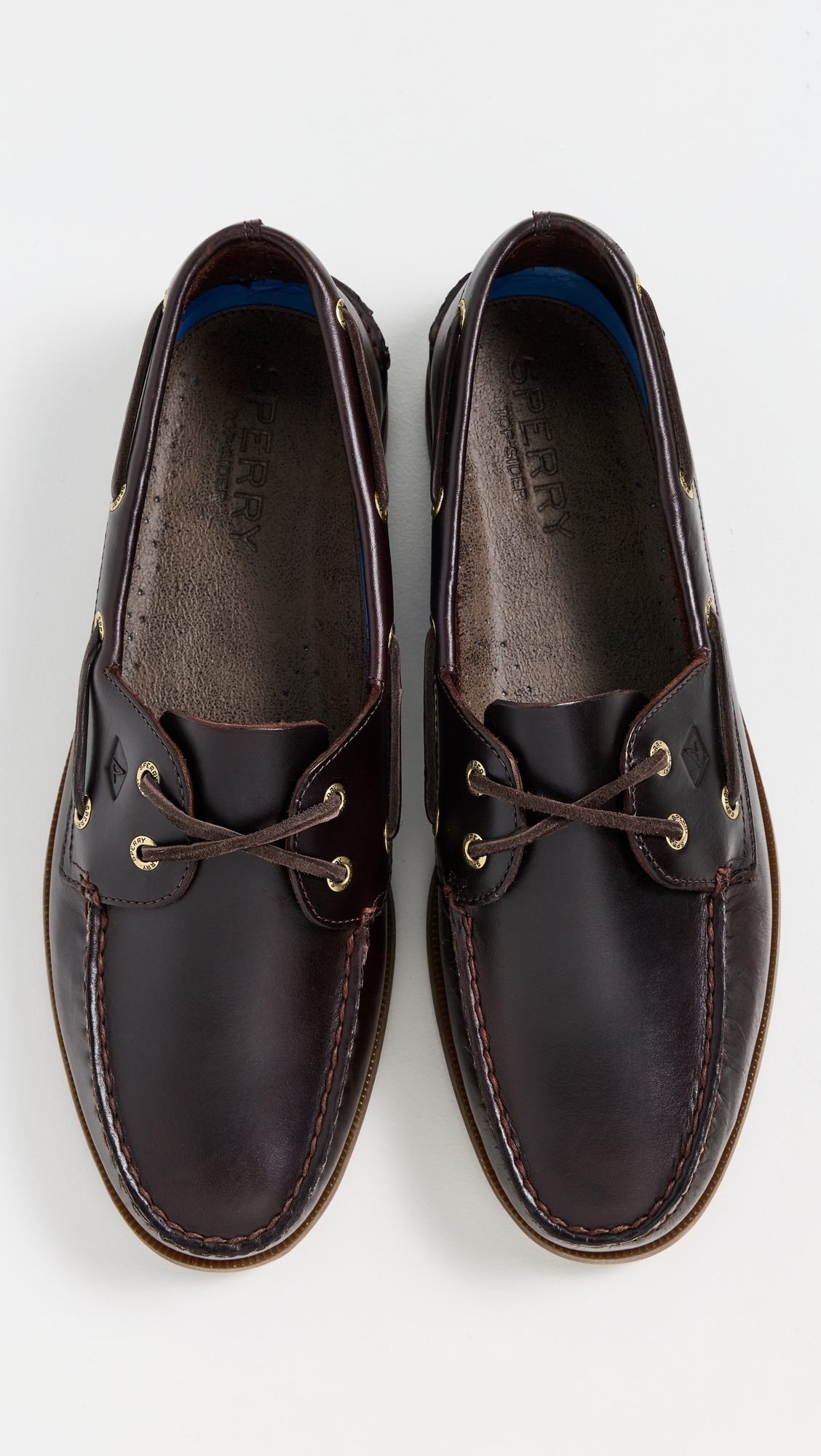 Sperry Authentic Original 2 Eye Leather Boat Shoes Amaretto Leather Mix Mat