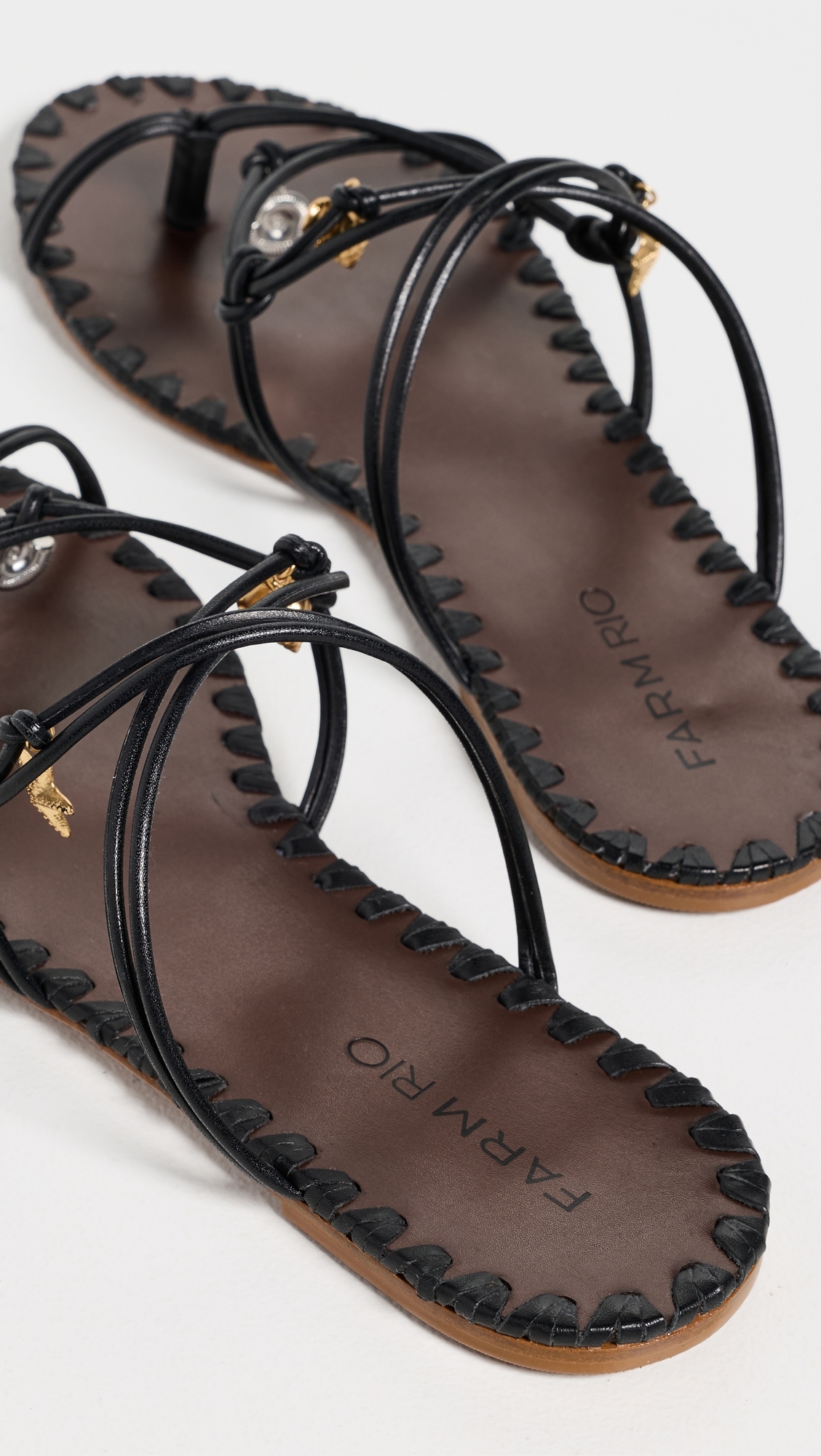 Sea Flat Sandals Black And Cuoio