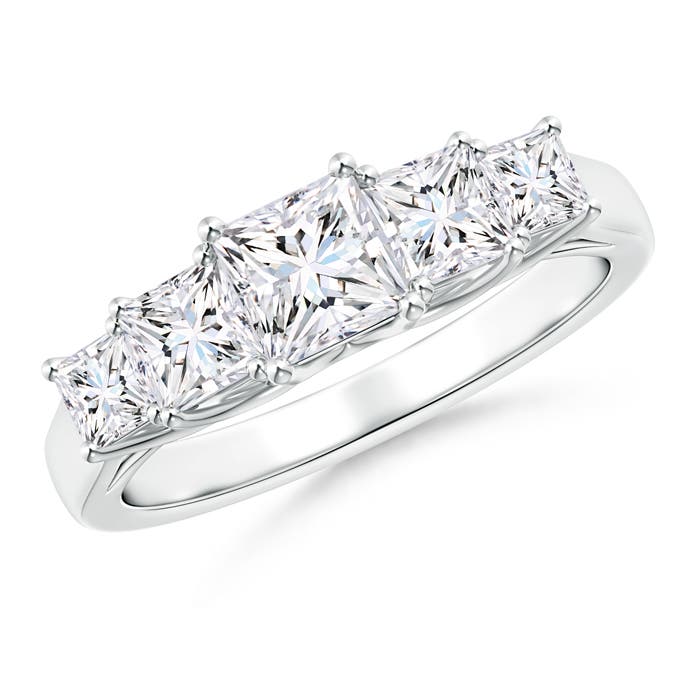 Angara 0.52 Carat Graduated Princess-Cut Trellis Diamond Five Stone Ring in Platinum