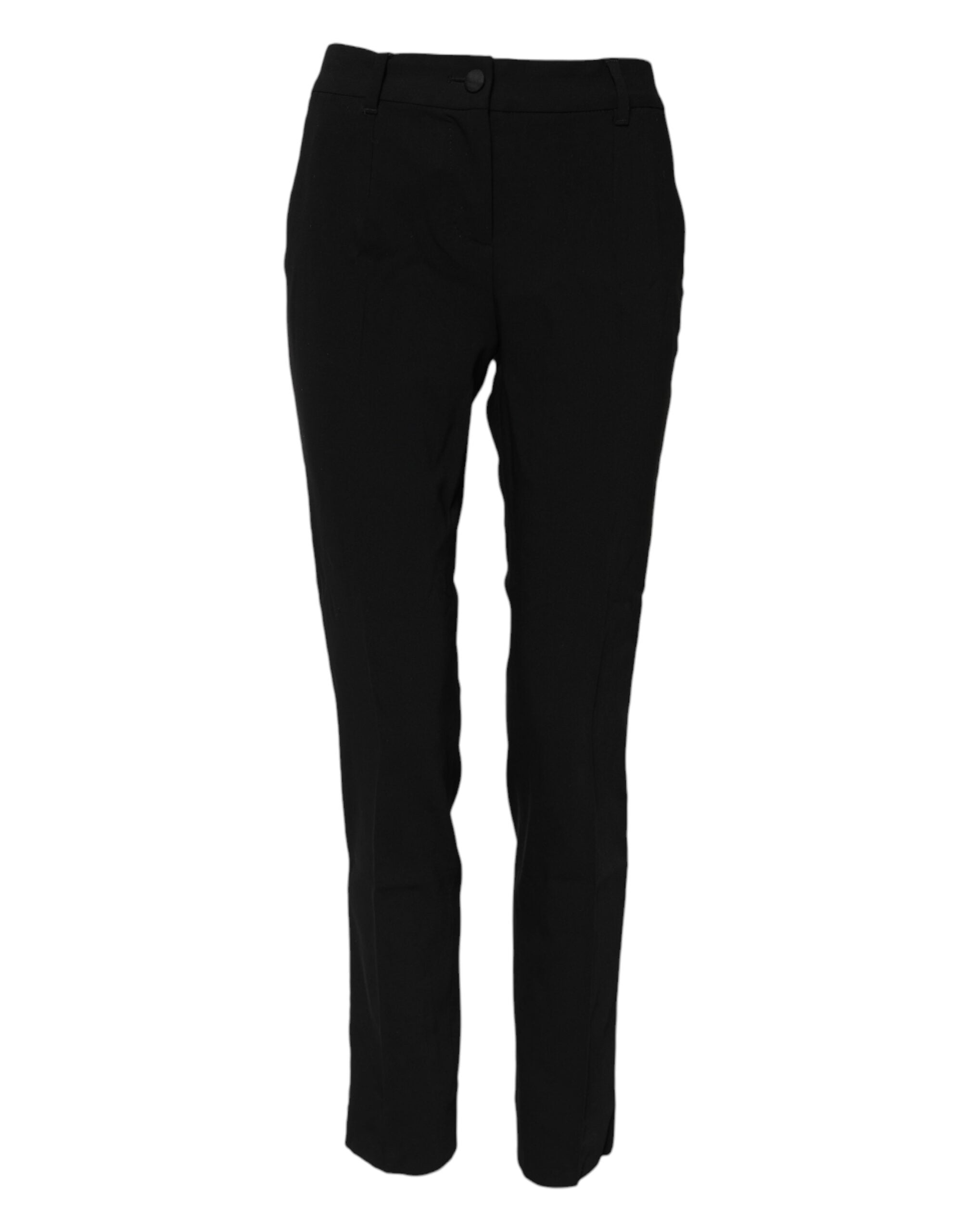 Wool Blend Tapered Trousers — Black
