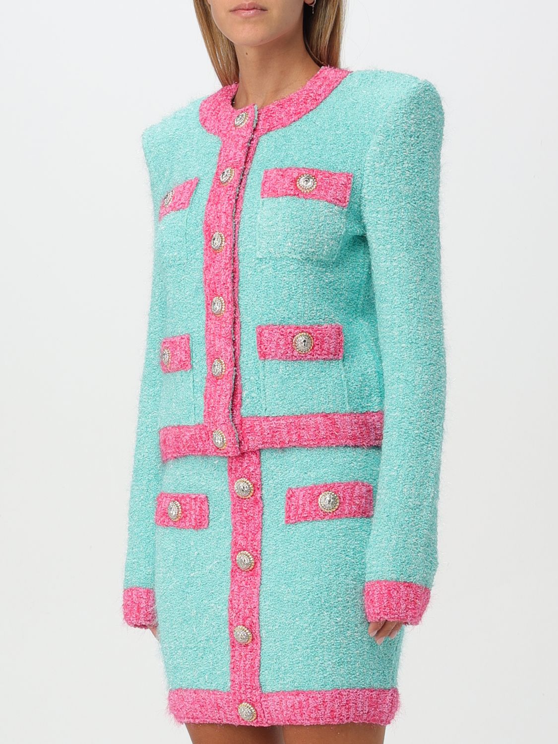 Cropped tweed jacket - Blue