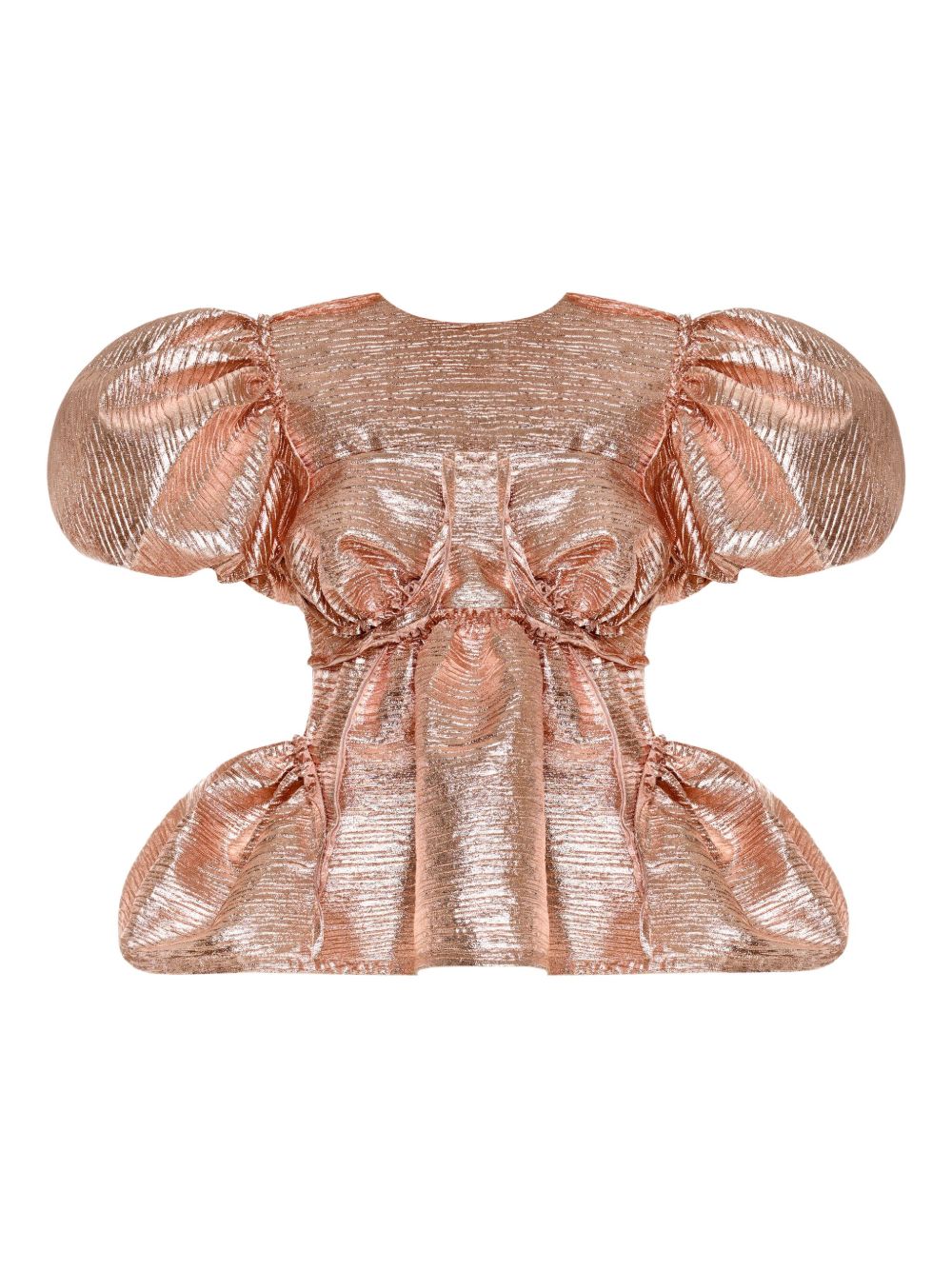 Pleated puff-sleeve blouse - Pink