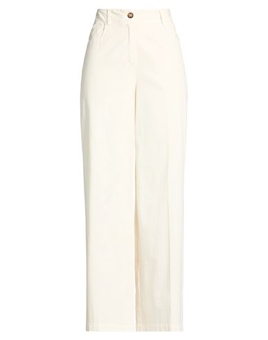 Woman Pants Off white Size 4 Cotton, Elastane