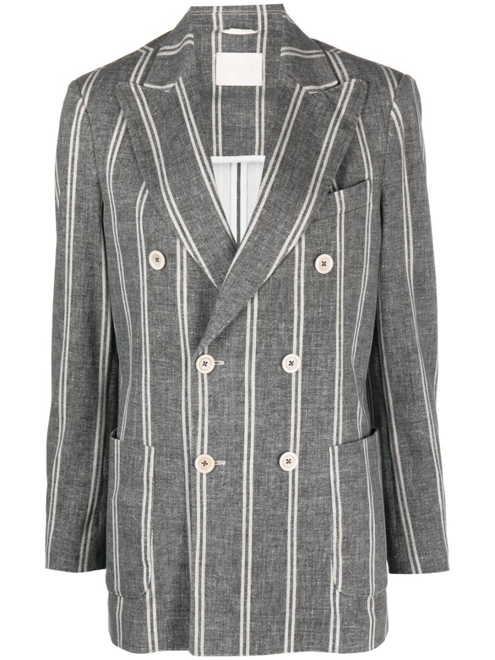 Double-breasted striped blazer - Black