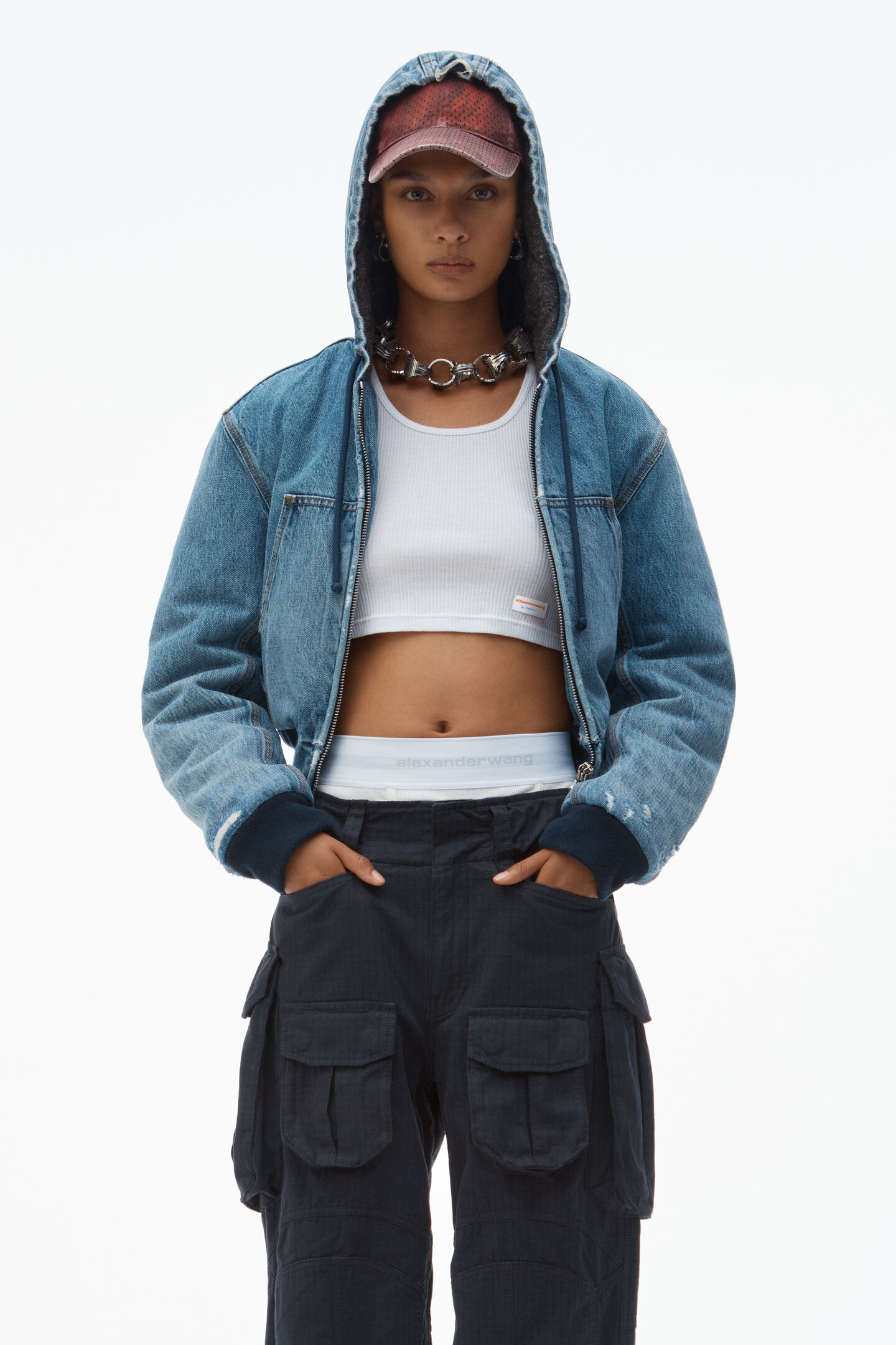 Women's Pre-Styled Cargo Pants With Brief Waistband Asphalt