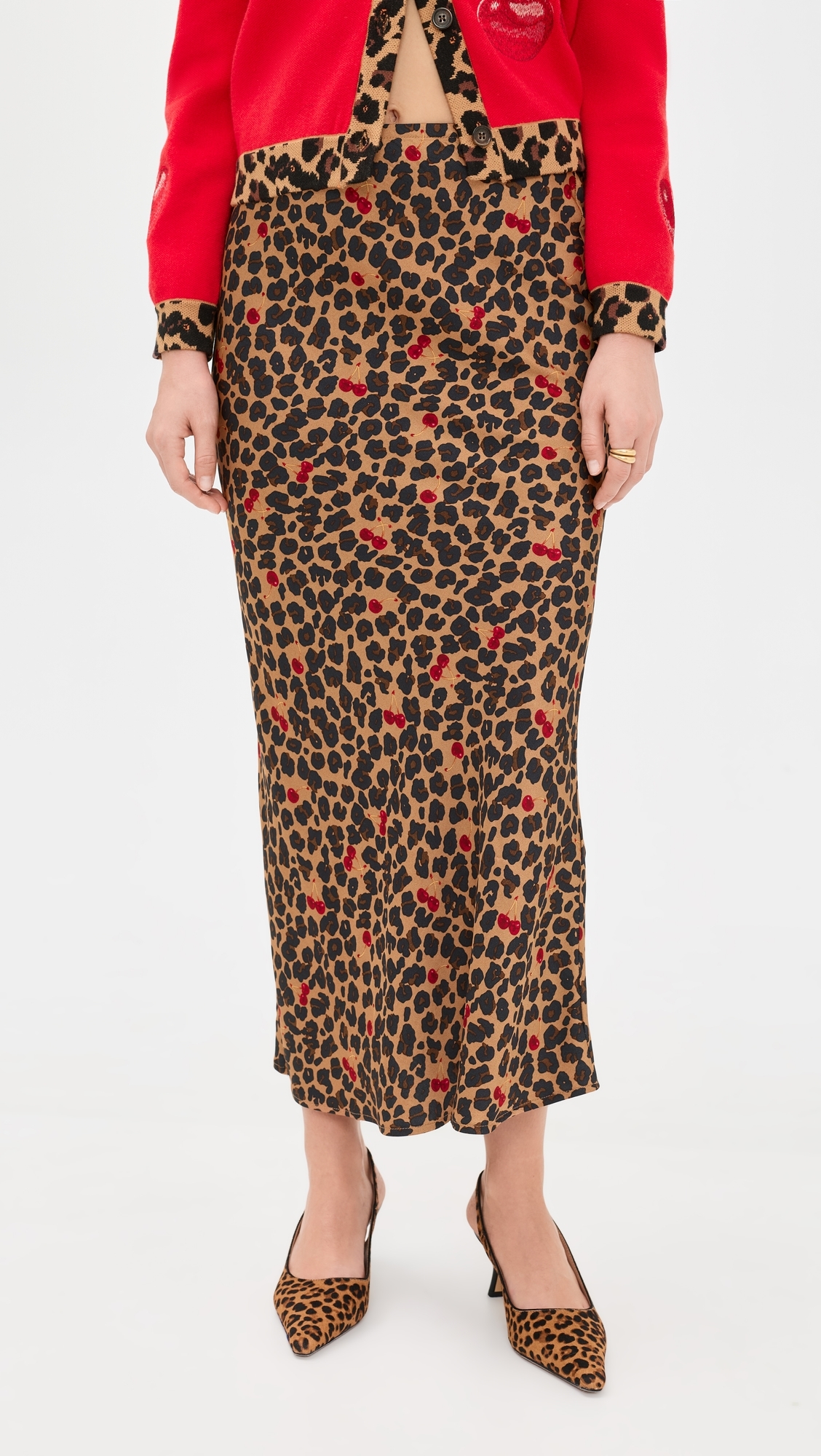 Cherry Leopard Dorris Skirt Brown
