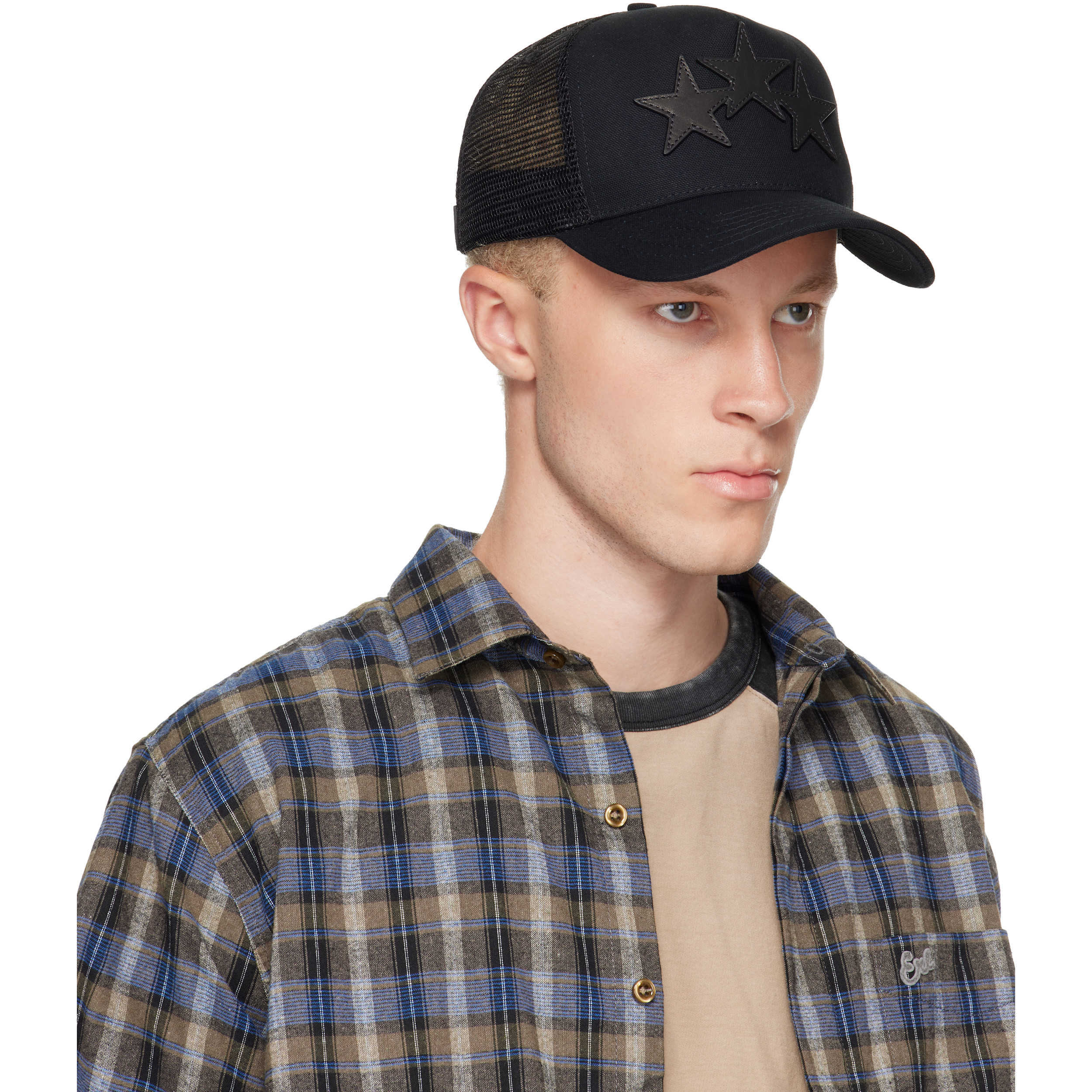 Black 3 Star Trucker Cap
