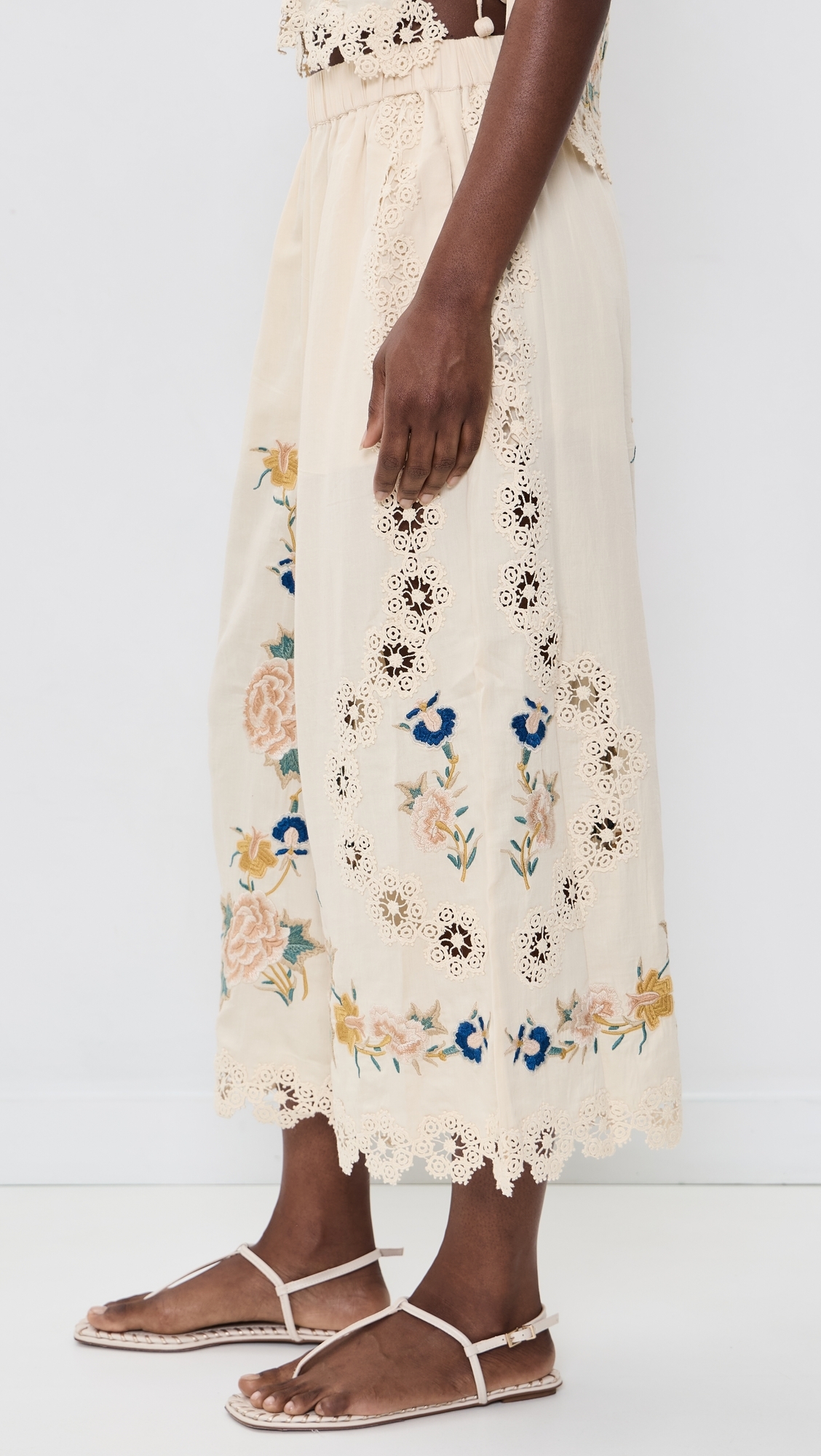 Adonna Embroidered Pants Cream