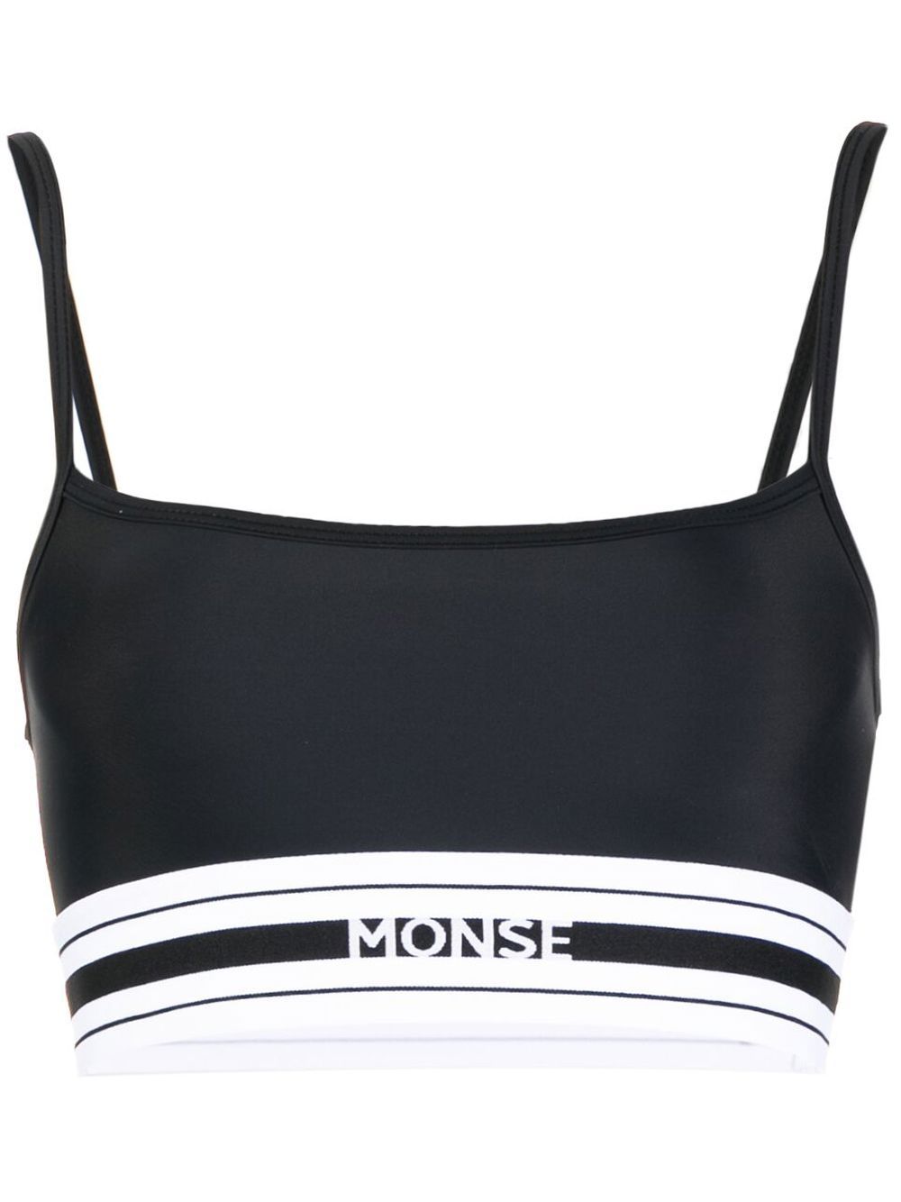 Logo-waist sports bra - Black