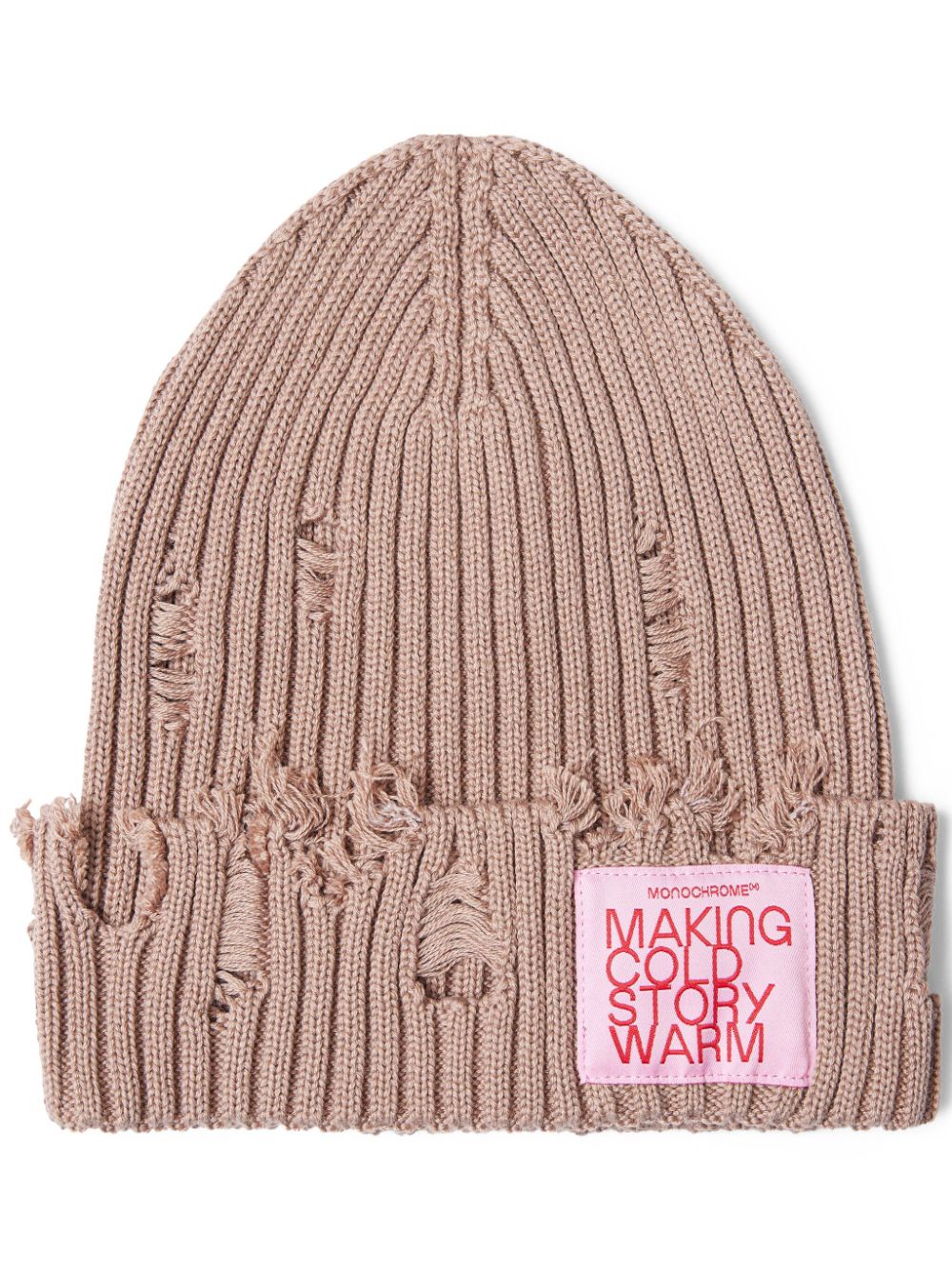 Distressed-effect beanie - Neutrals
