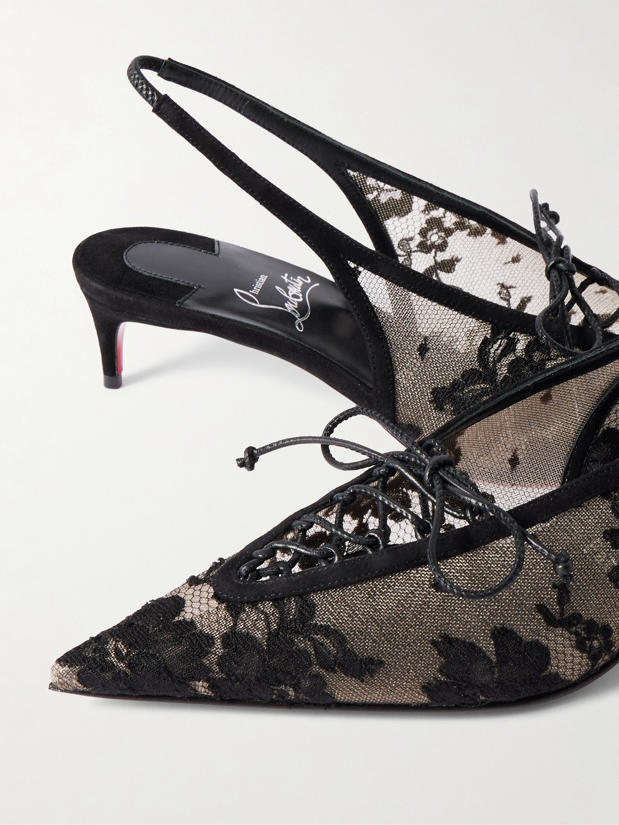 Km 45 Lace Slingback Pumps - Black