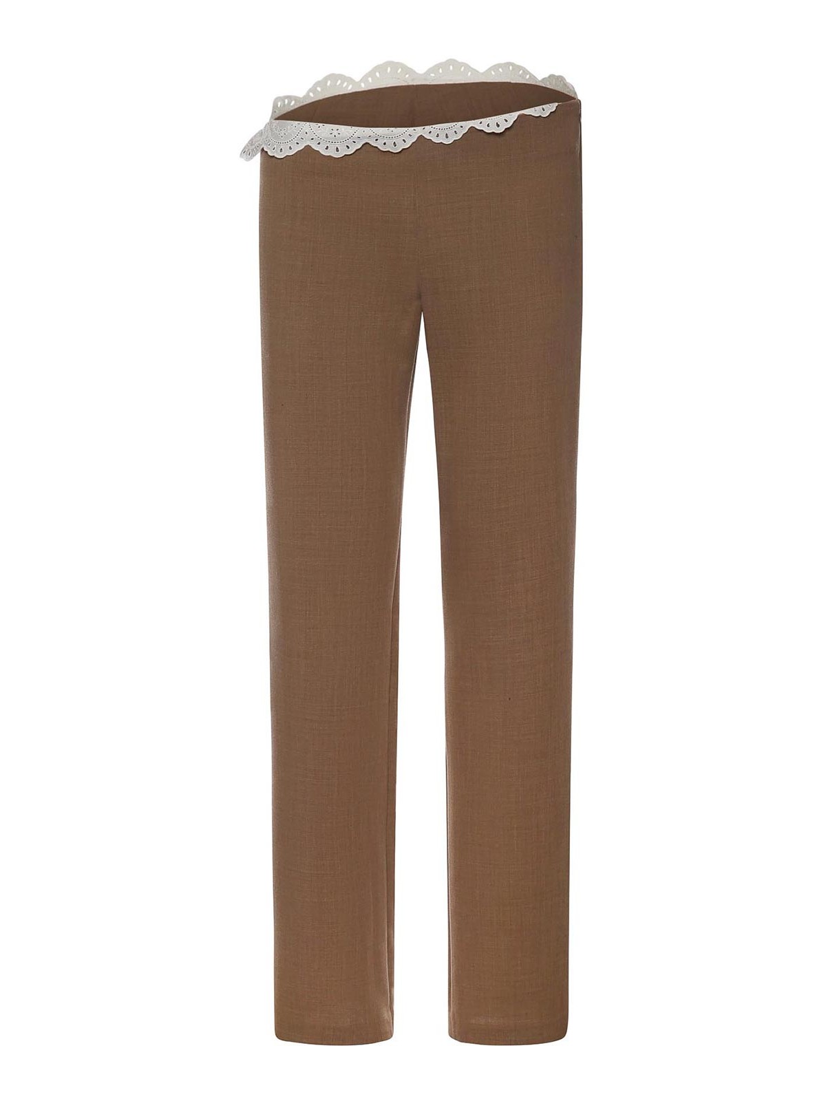 Wool Trousers With Lace Waistband