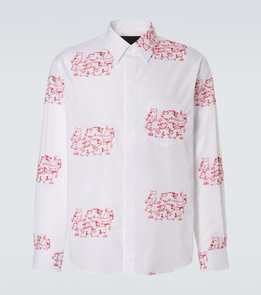 Embroidered cotton poplin shirt