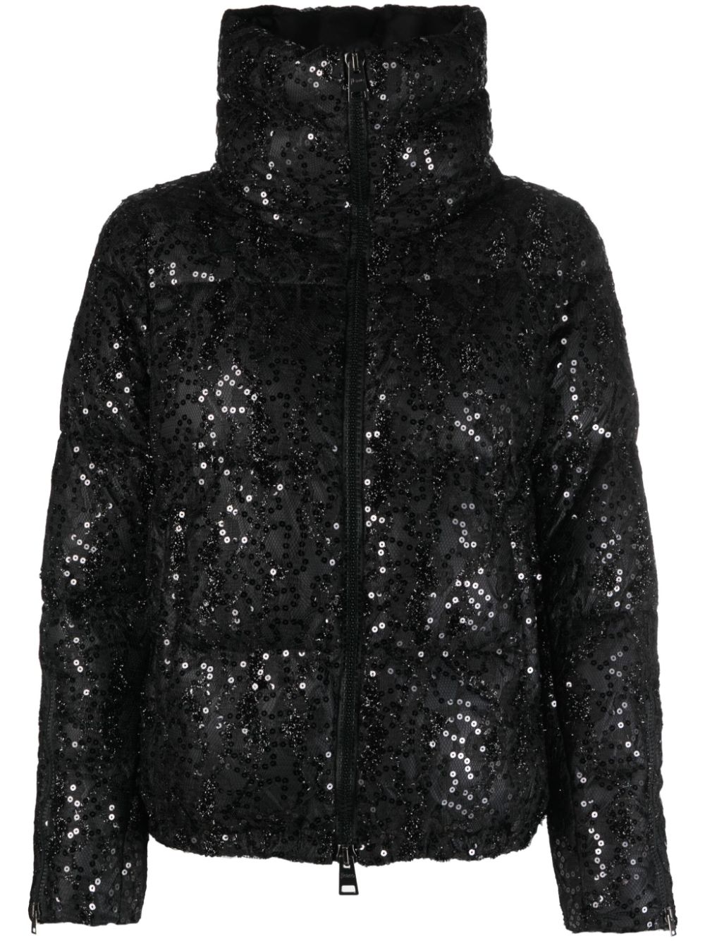 Sequinned down puffer jacket - Black