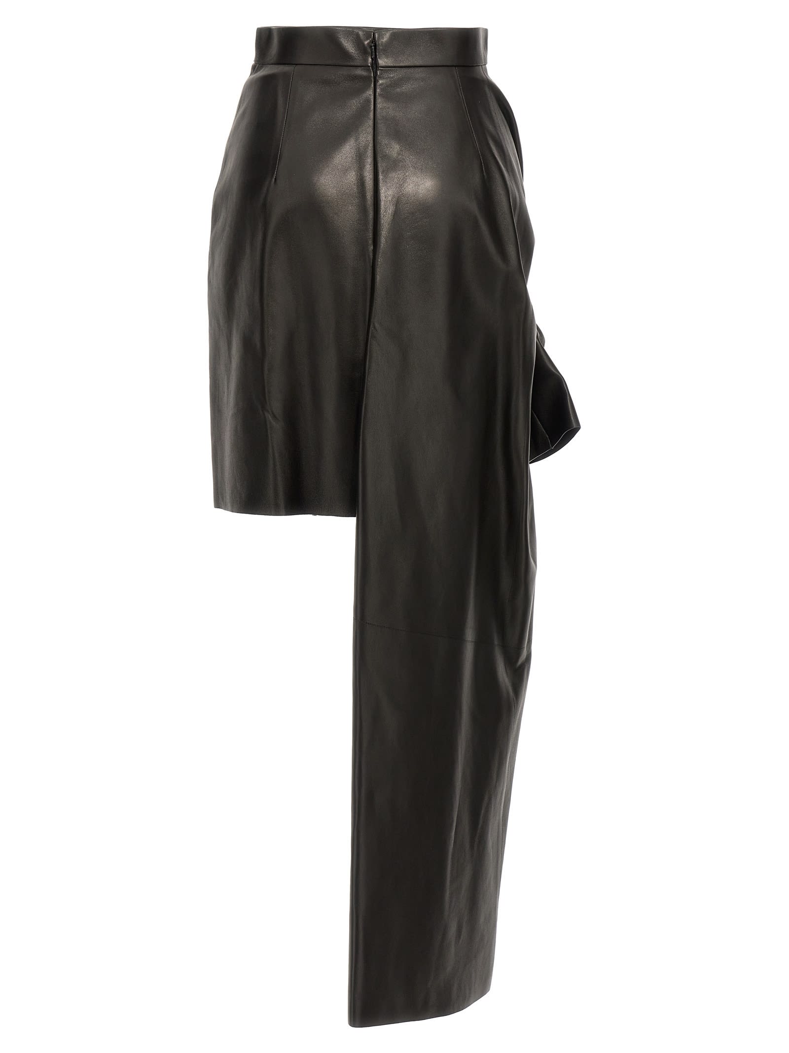 Maxi Bow Leather Skirt