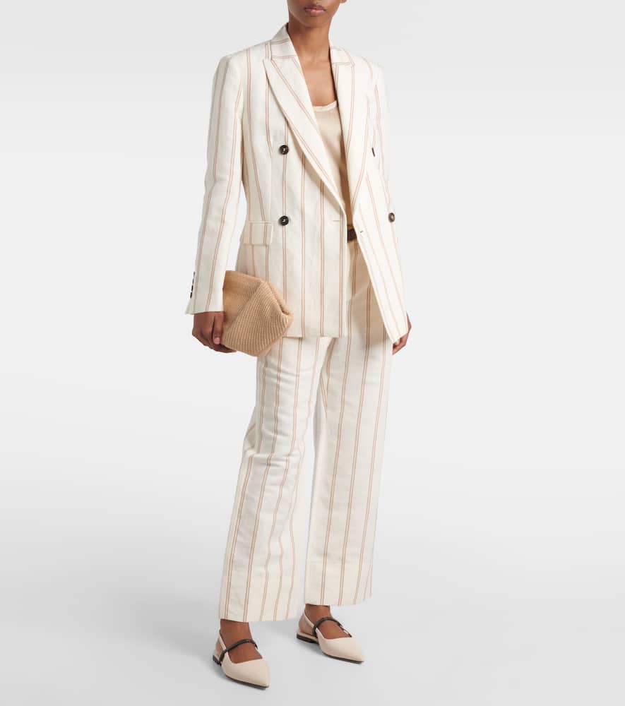 Monili striped linen and cotton chinos