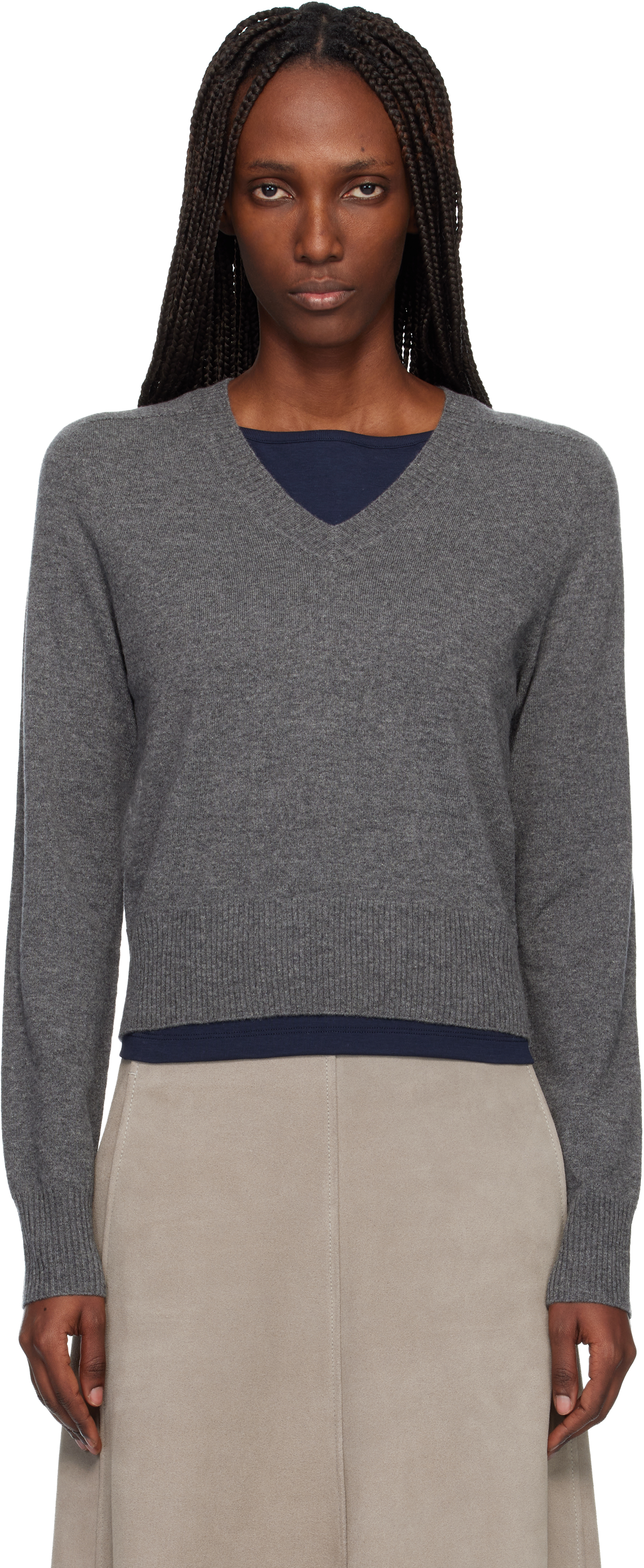 Gray Boston V-Neck Sweater
