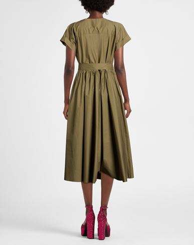 Woman Midi dress Military green Size L Cotton