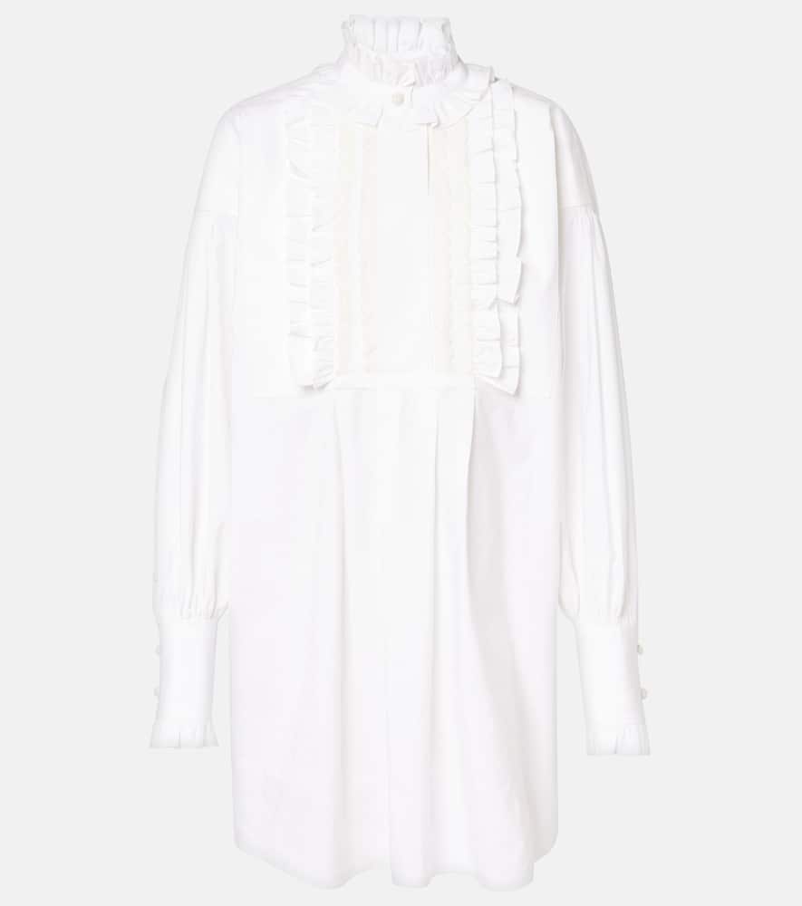 Ruffled cotton, linen, and silk minidress
